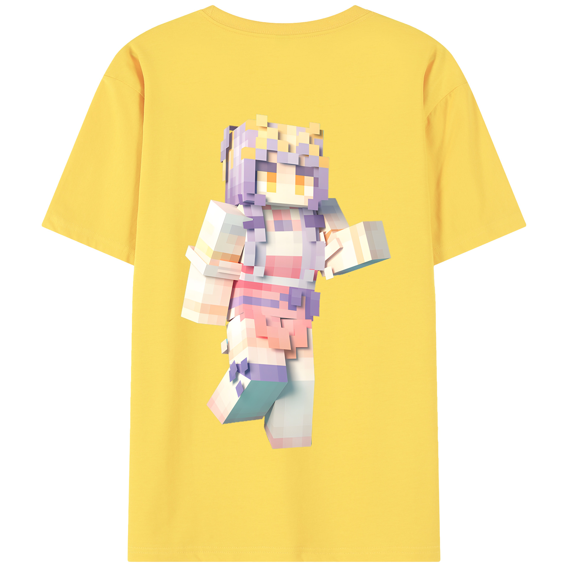 （画像用） マインクラフト ブロックの世界 Minecraft MC Block world 綿100％半袖Tシャツ（背面プリント）