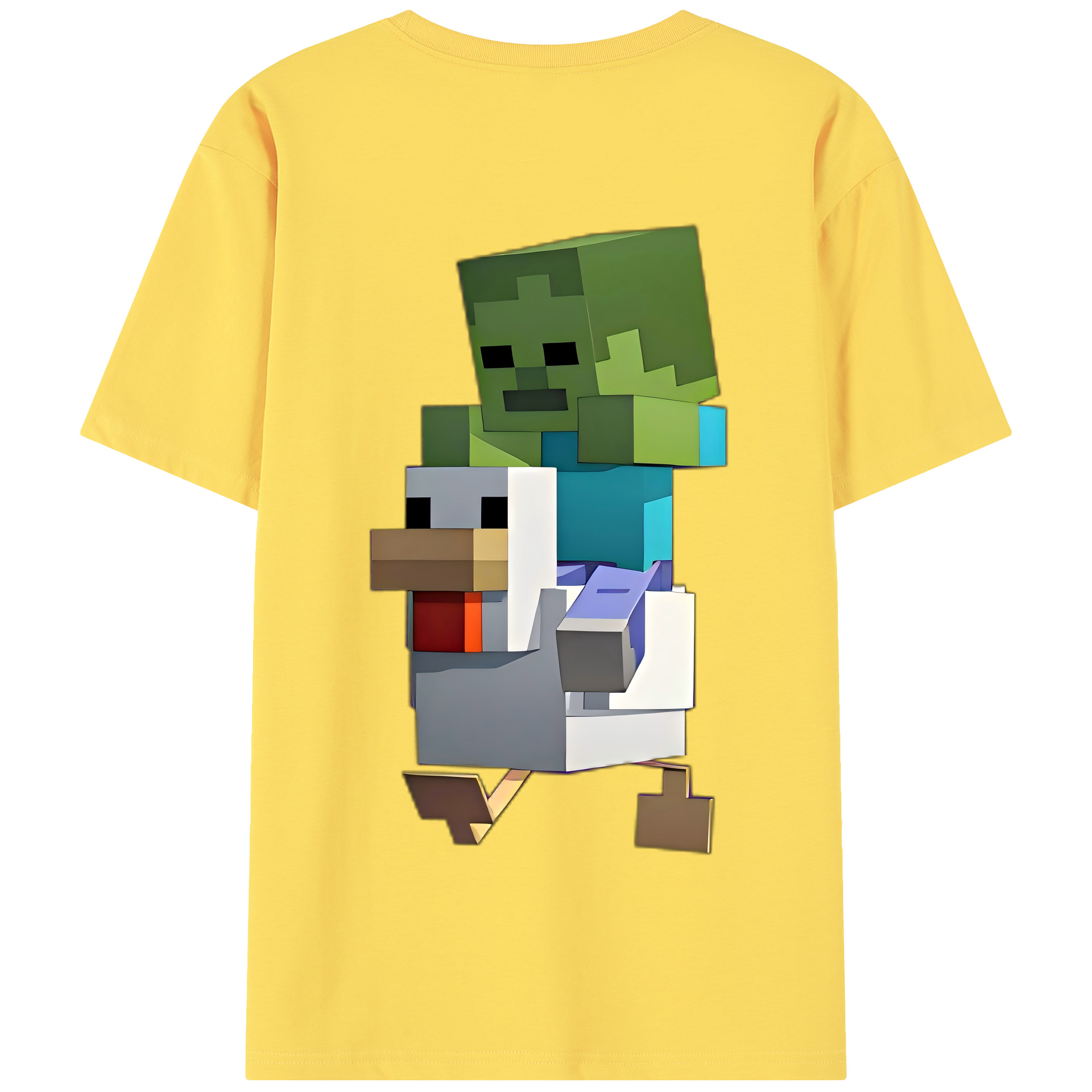 （画像用） マインクラフト ブロックの世界 Minecraft MC Block world 綿100％半袖Tシャツ（背面プリント）