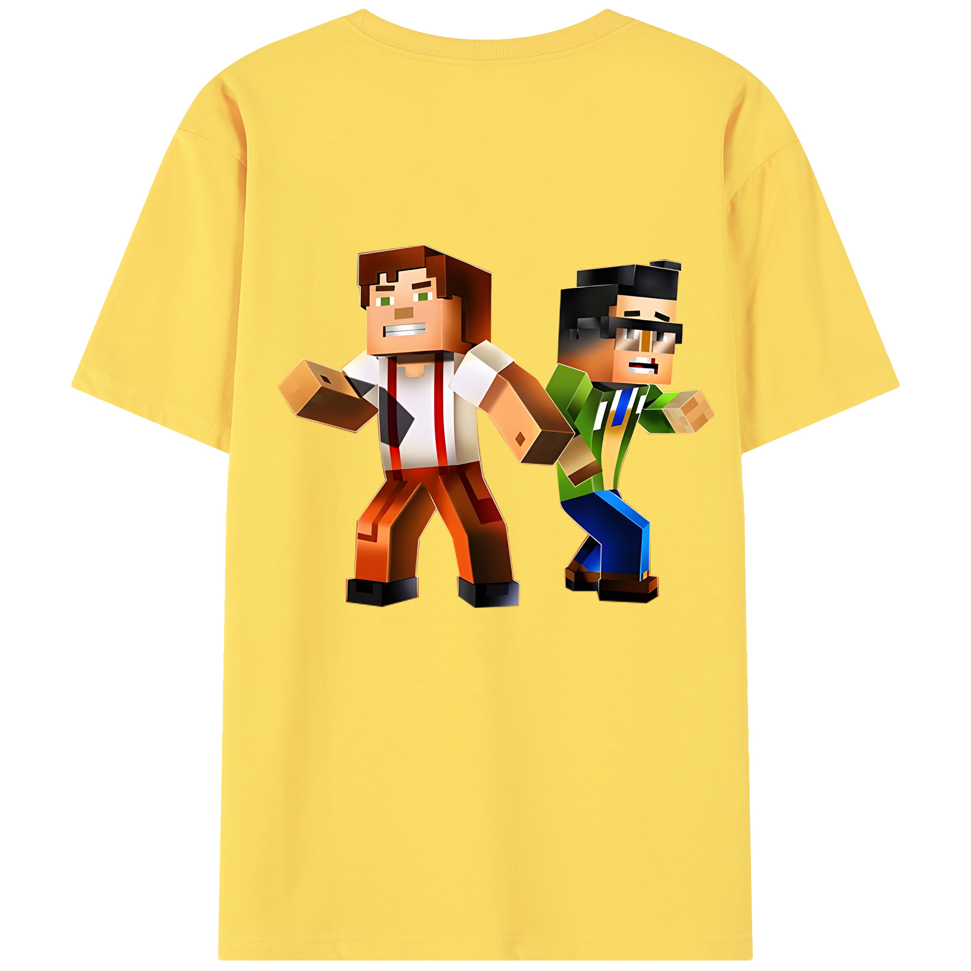 （画像用） マインクラフト ブロックの世界 Minecraft MC Block world 綿100％半袖Tシャツ（背面プリント）