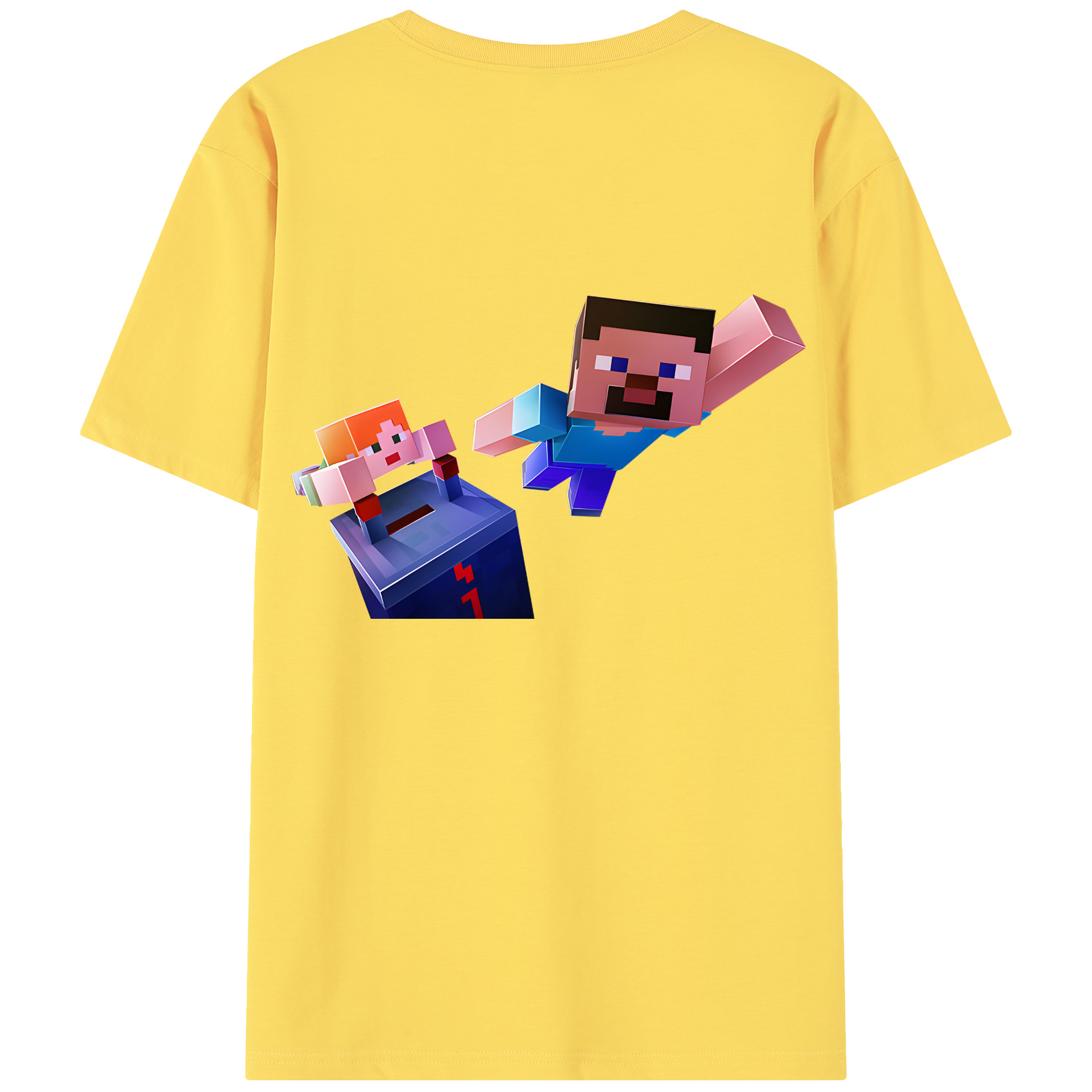 （画像用） マインクラフト ブロックの世界 Minecraft MC Block world 綿100％半袖Tシャツ（背面プリント）