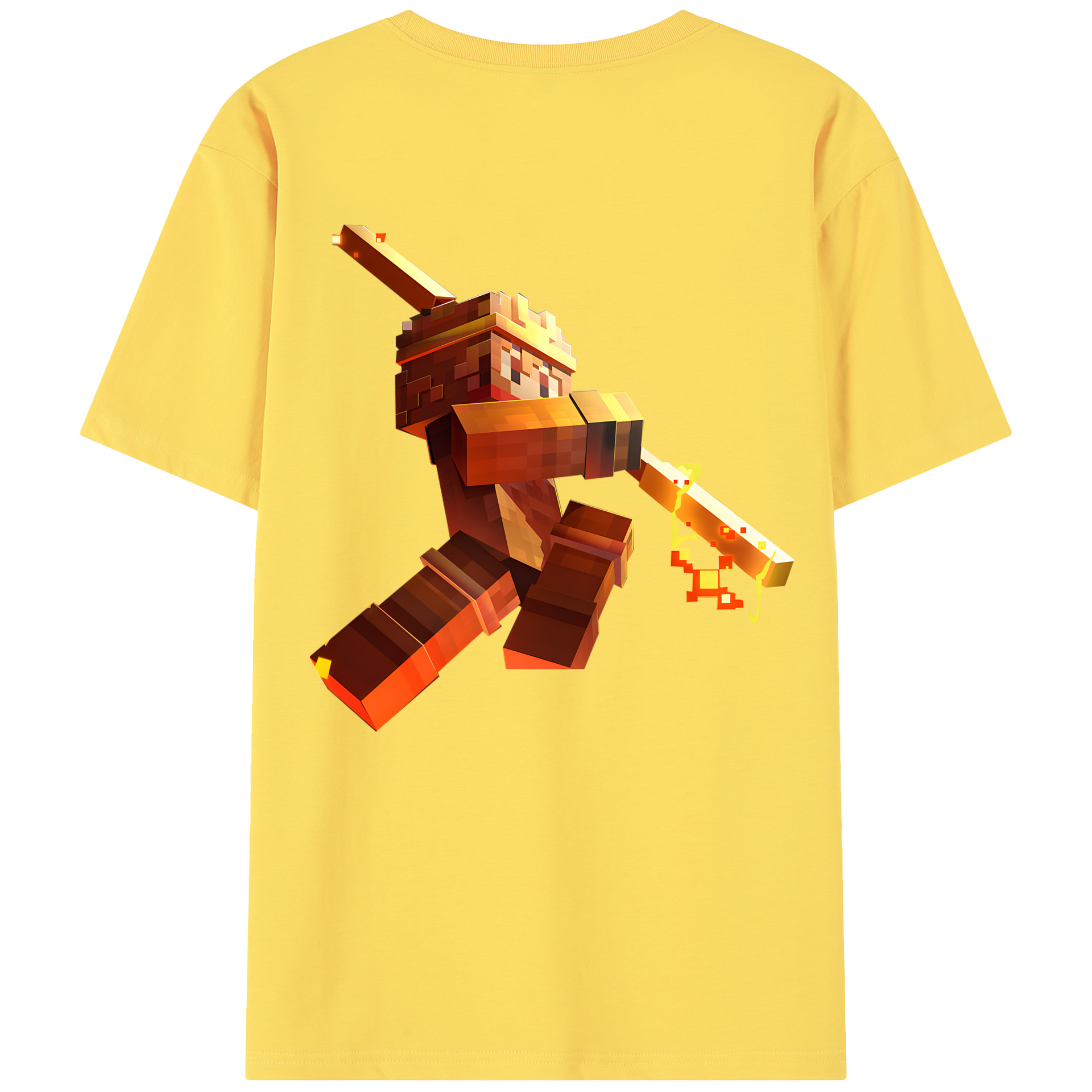 （画像用） マインクラフト ブロックの世界 Minecraft MC Block world 綿100％半袖Tシャツ（背面プリント）