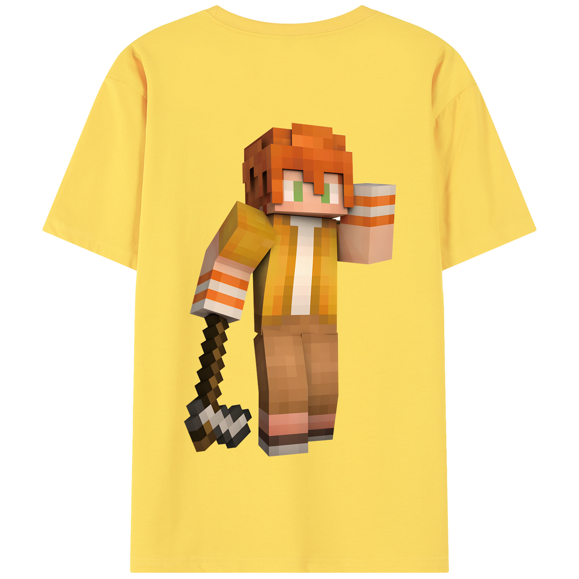（画像用） マインクラフト ブロックの世界 Minecraft MC Block world 綿100％半袖Tシャツ（背面プリント）