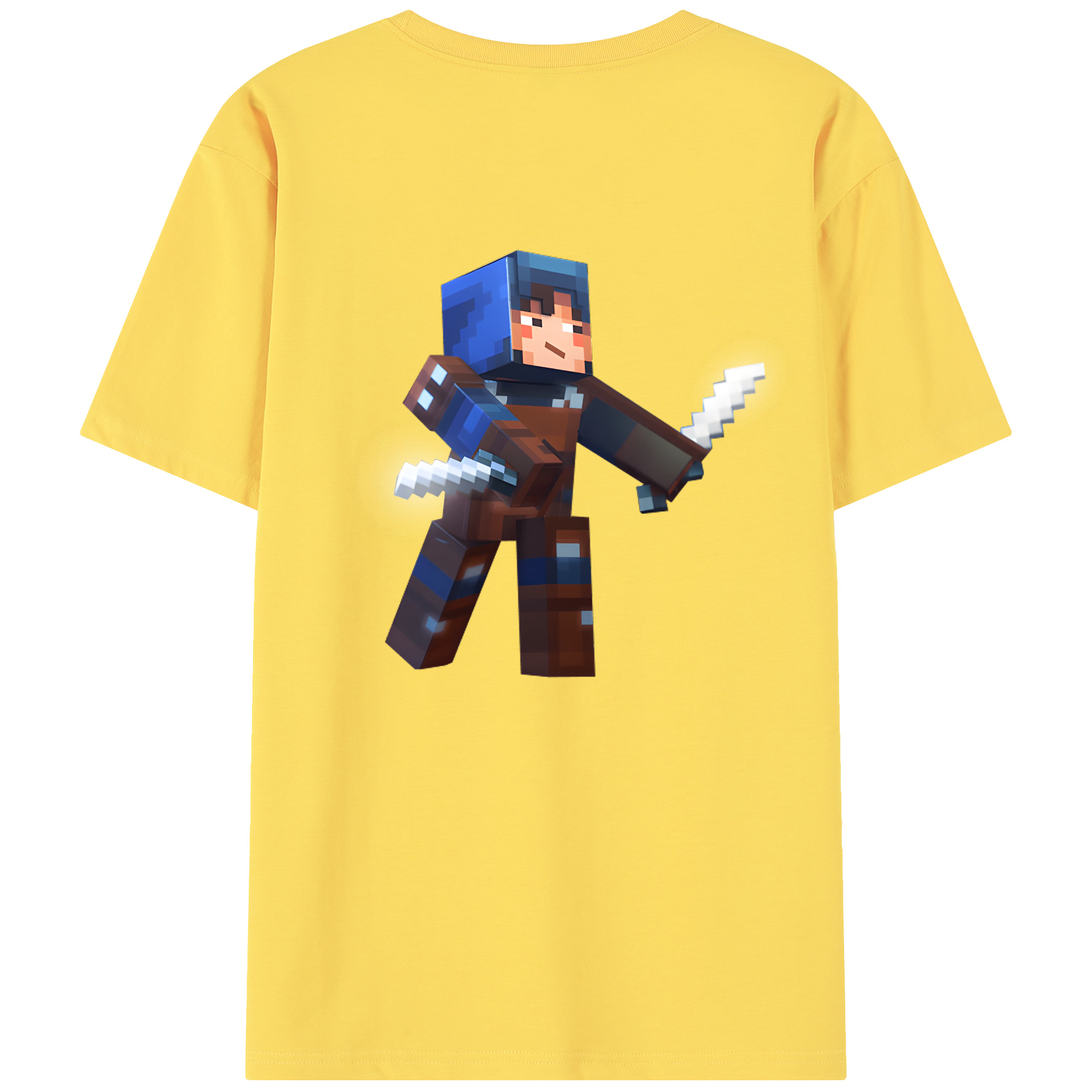 （画像用） マインクラフト ブロックの世界 Minecraft MC Block world 綿100％半袖Tシャツ（背面プリント）