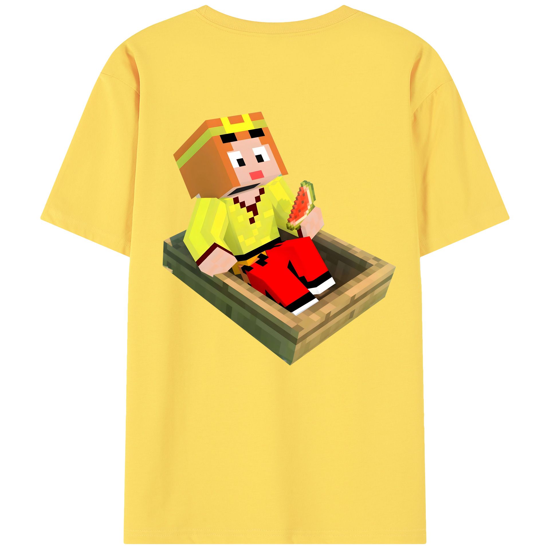 （画像用） マインクラフト ブロックの世界 Minecraft MC Block world 綿100％半袖Tシャツ（背面プリント）