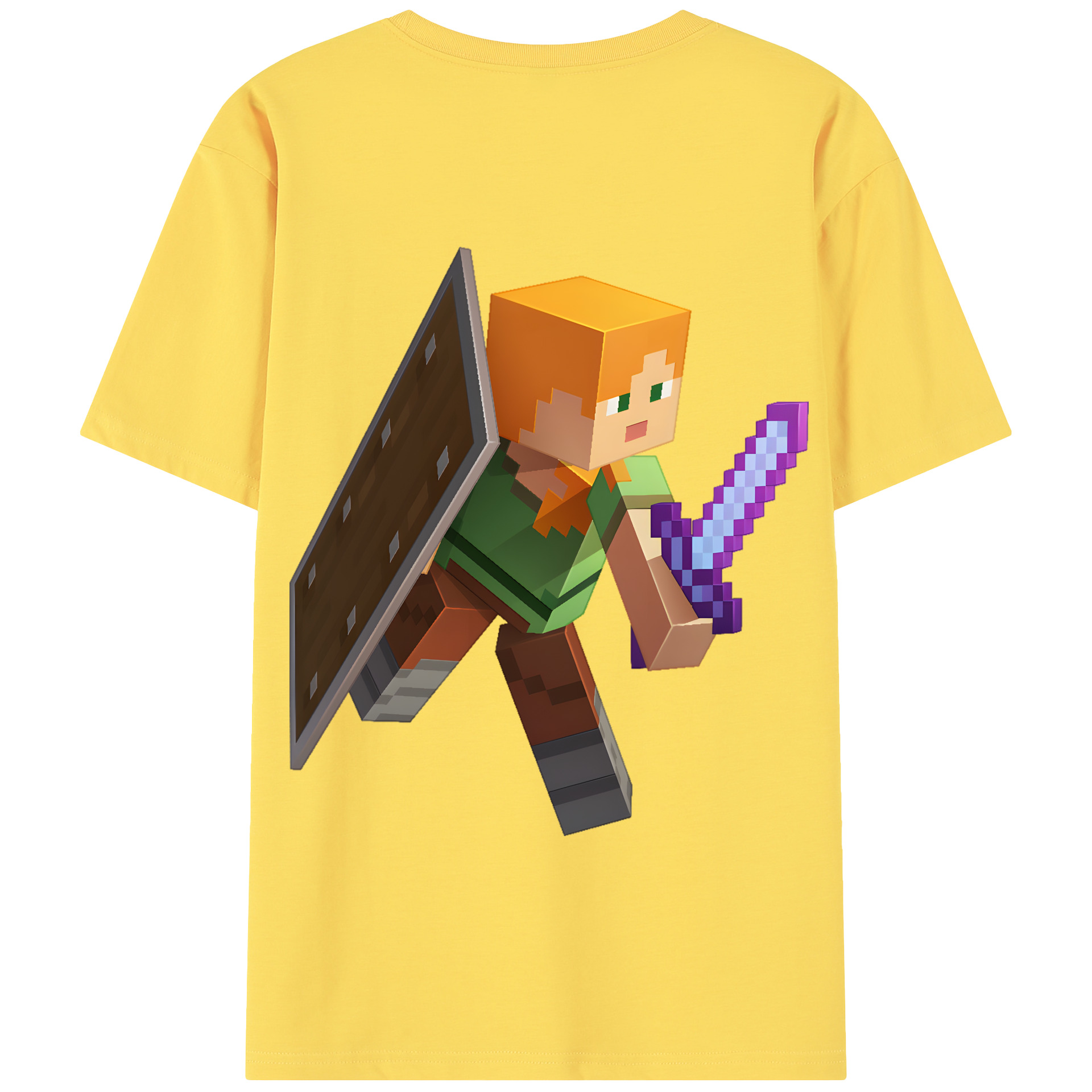 （画像用） マインクラフト ブロックの世界 Minecraft MC Block world 綿100％半袖Tシャツ（背面プリント）