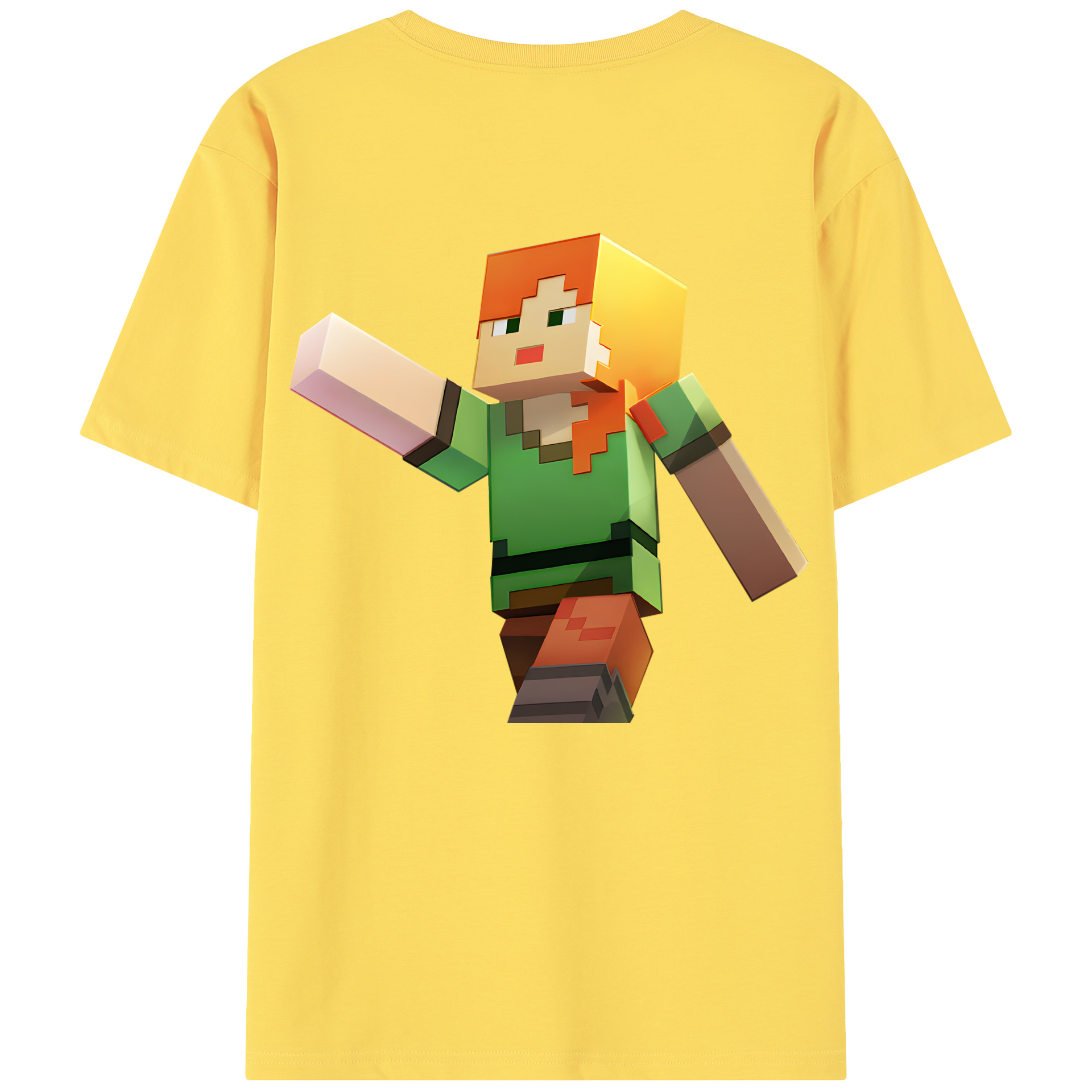 （画像用） マインクラフト ブロックの世界 Minecraft MC Block world 綿100％半袖Tシャツ（背面プリント）