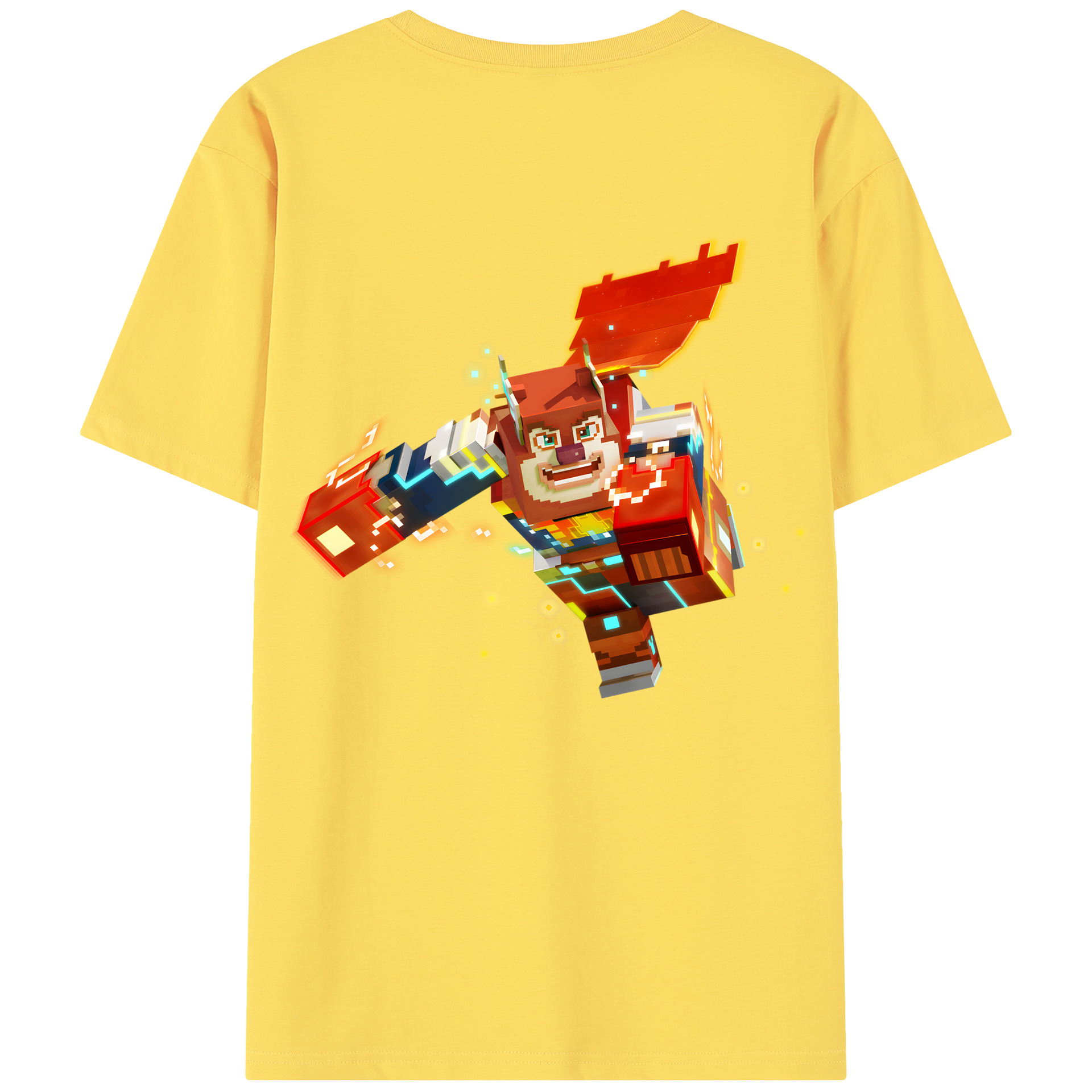 （画像用） マインクラフト ブロックの世界 Minecraft MC Block world 綿100％半袖Tシャツ（背面プリント）