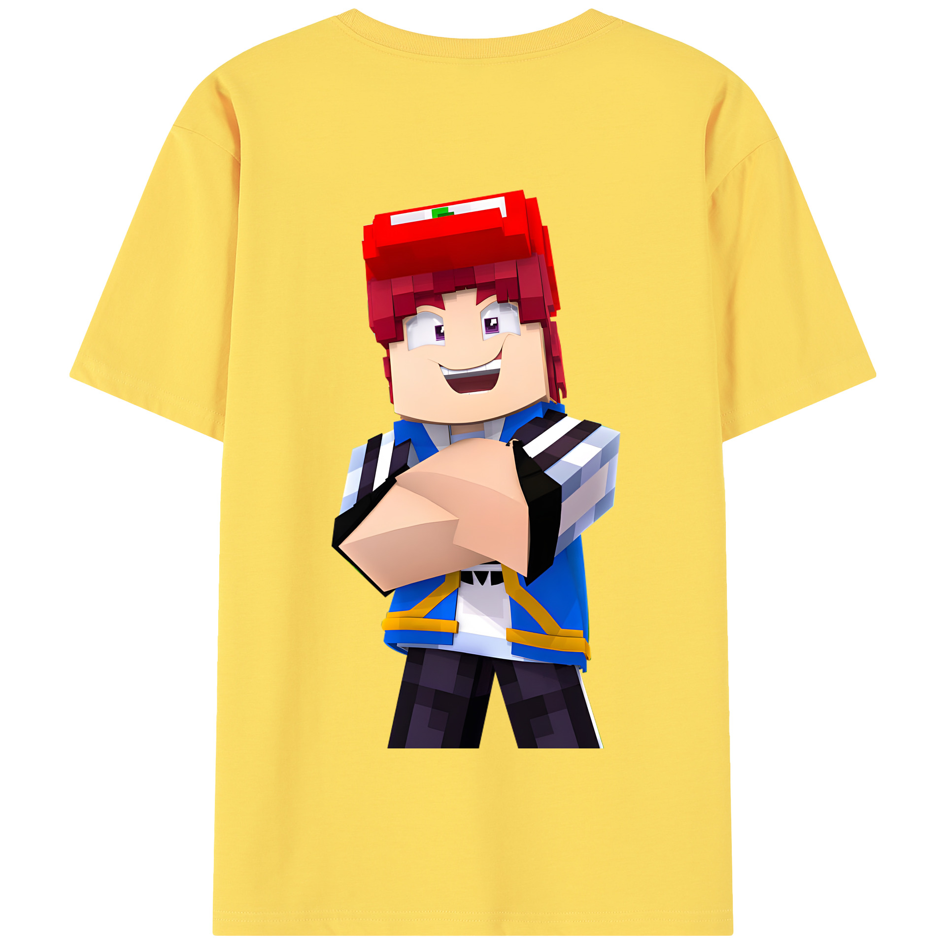 （画像用） マインクラフト ブロックの世界 Minecraft MC Block world 綿100％半袖Tシャツ（背面プリント）