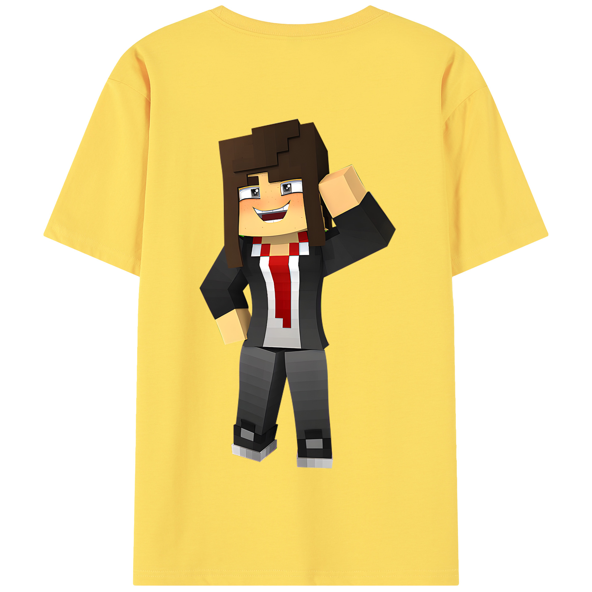 （画像用） マインクラフト ブロックの世界 Minecraft MC Block world 綿100％半袖Tシャツ（背面プリント）