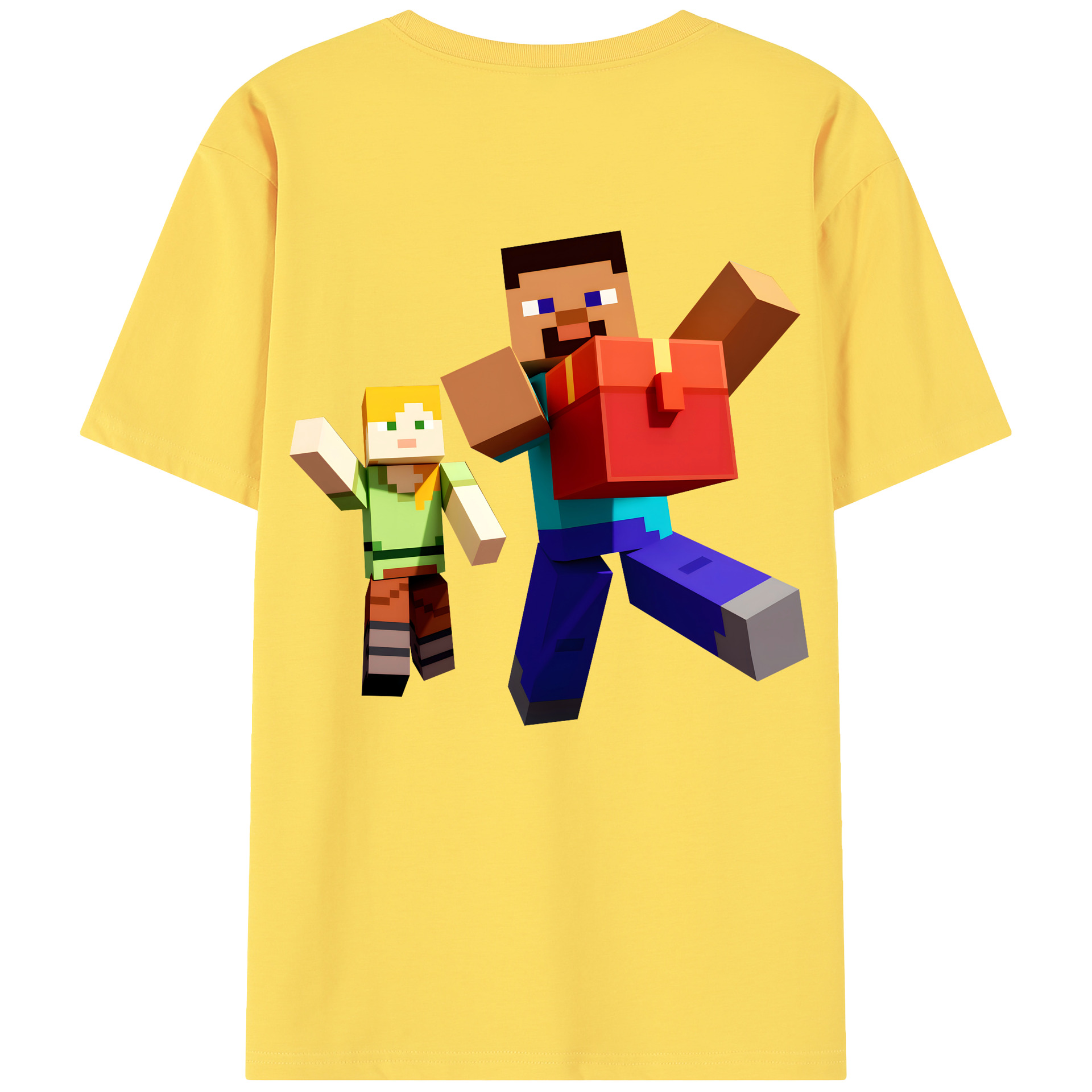 （画像用） マインクラフト ブロックの世界 Minecraft MC Block world 綿100％半袖Tシャツ（背面プリント）