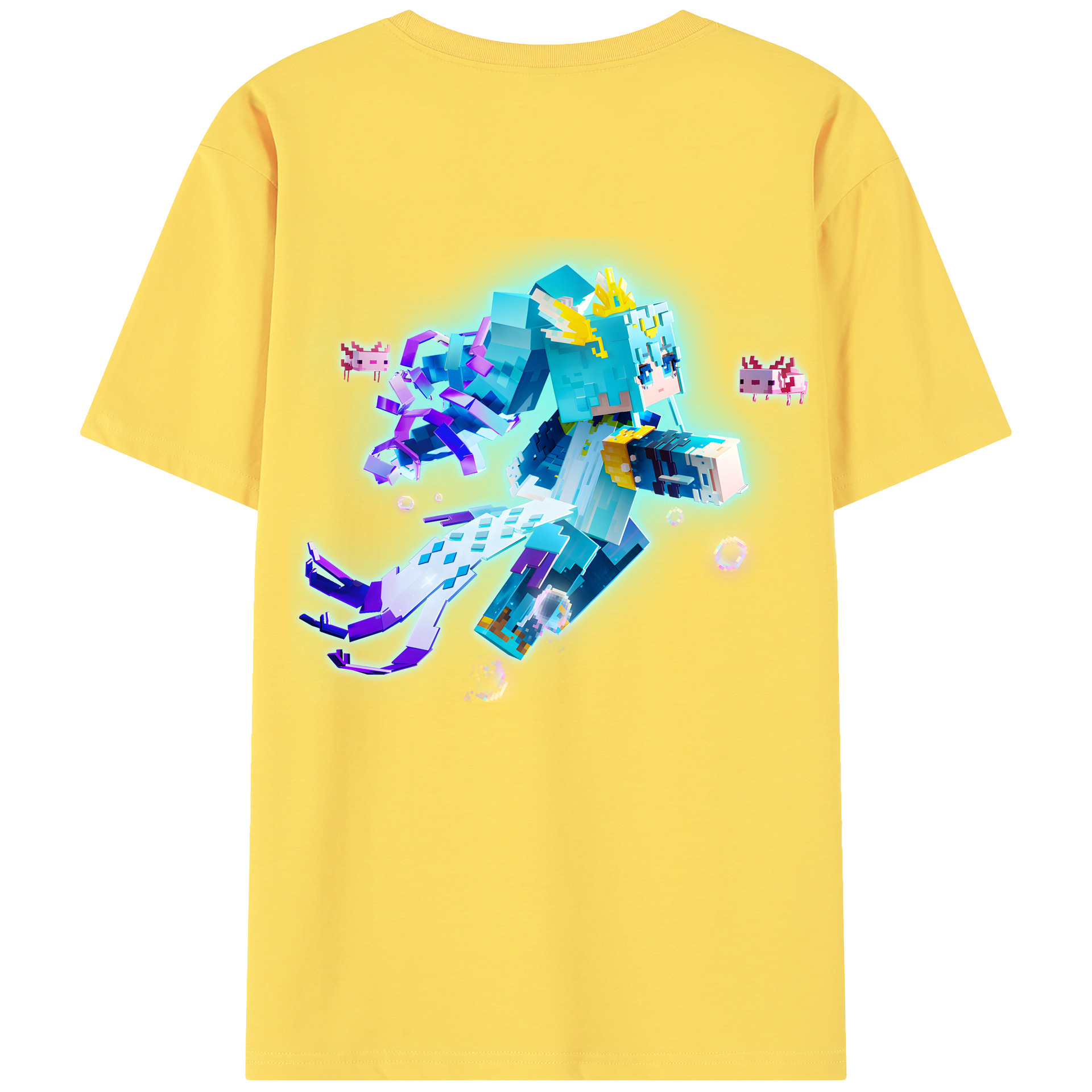 （画像用） マインクラフト ブロックの世界 Minecraft MC Block world 綿100％半袖Tシャツ（背面プリント）