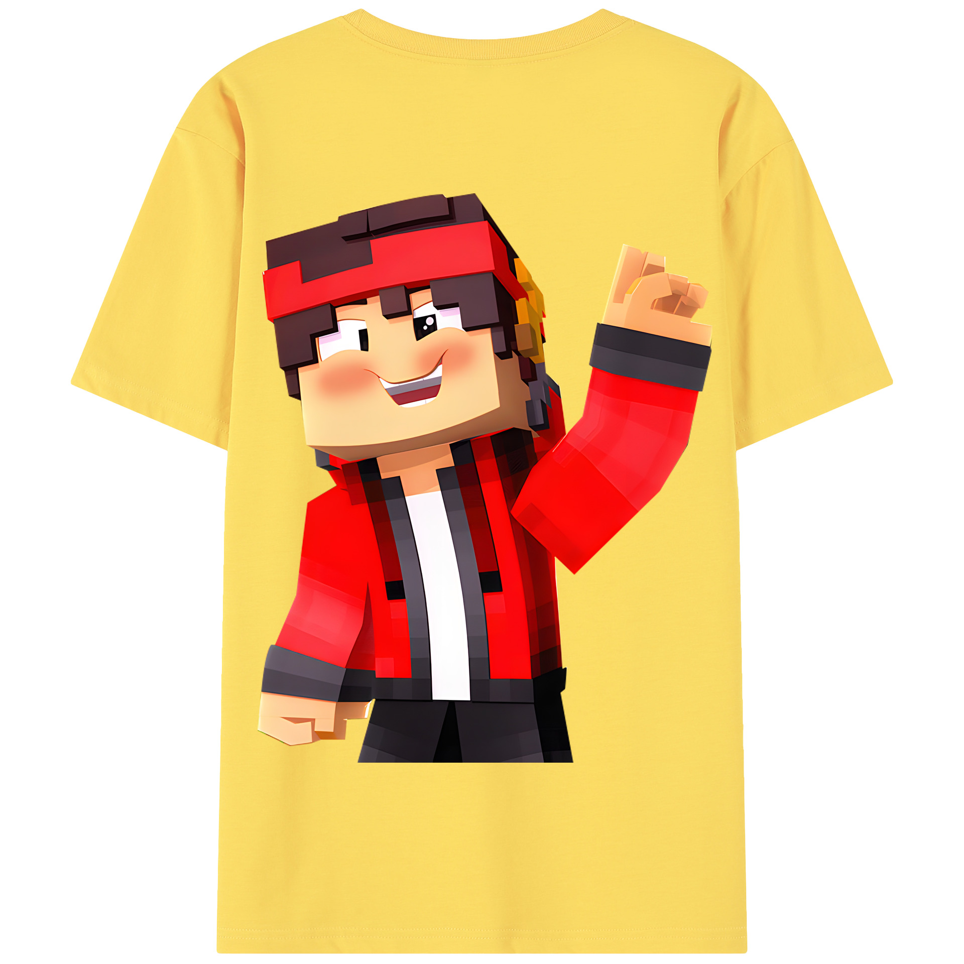 （画像用） マインクラフト ブロックの世界 Minecraft MC Block world 綿100％半袖Tシャツ（背面プリント）