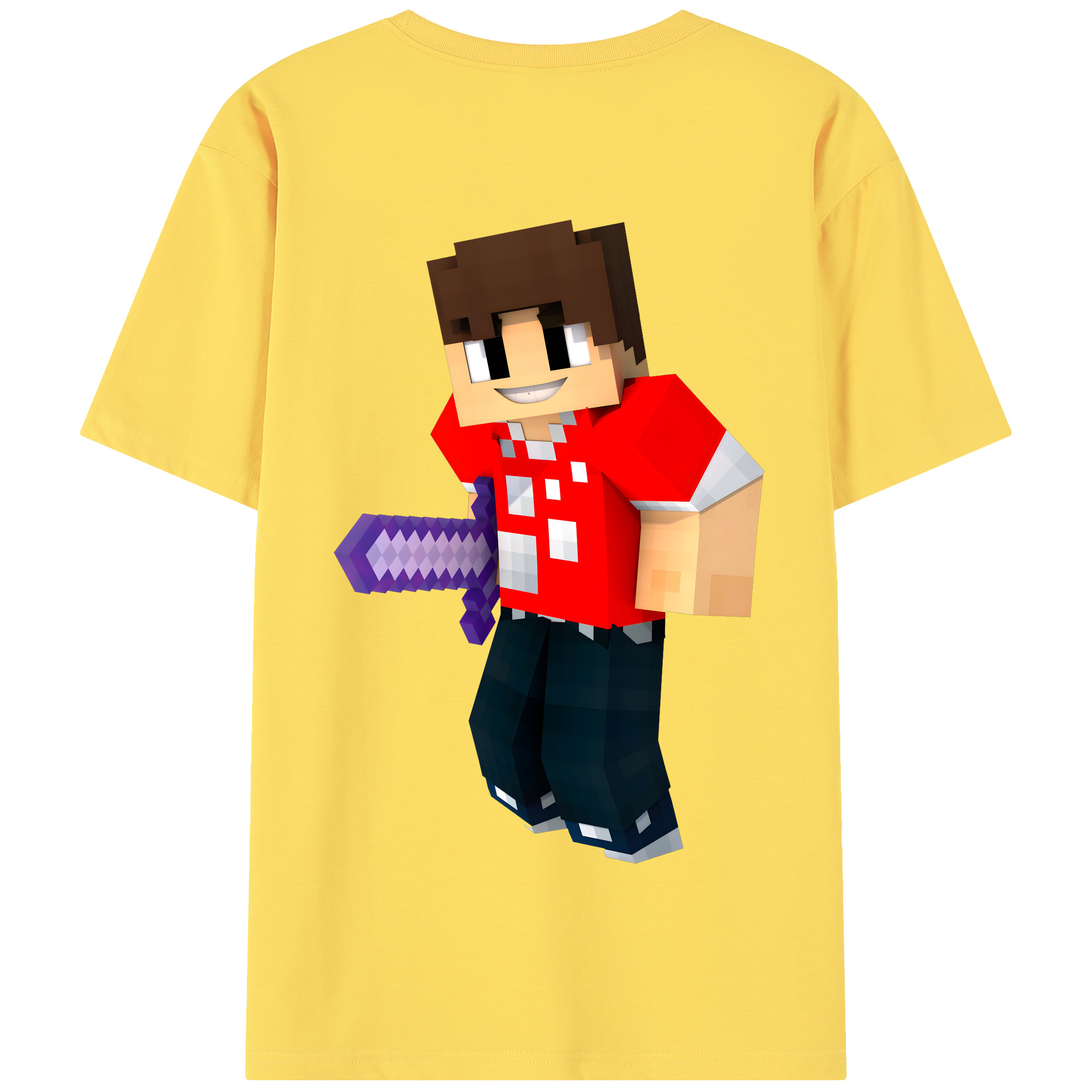 （画像用） マインクラフト ブロックの世界 Minecraft MC Block world 綿100％半袖Tシャツ（背面プリント）