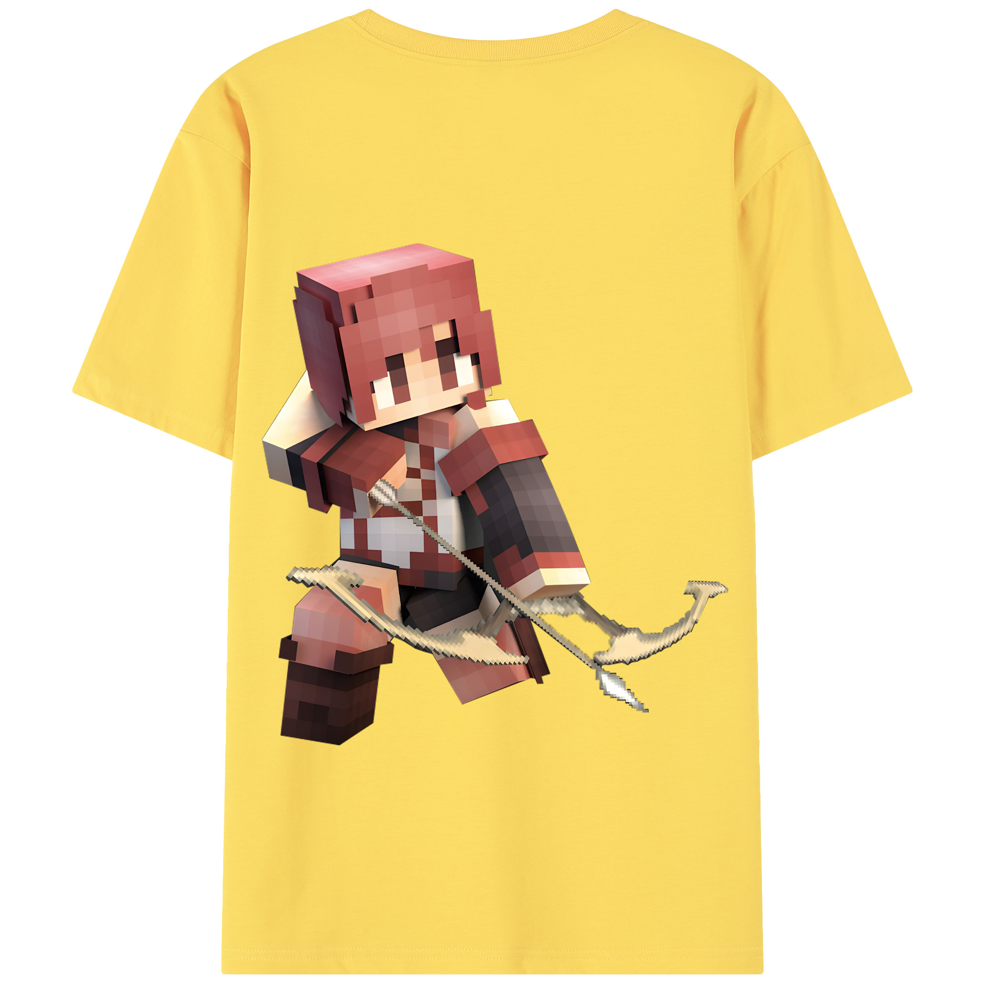 （画像用） マインクラフト ブロックの世界 Minecraft MC Block world 綿100％半袖Tシャツ（背面プリント）