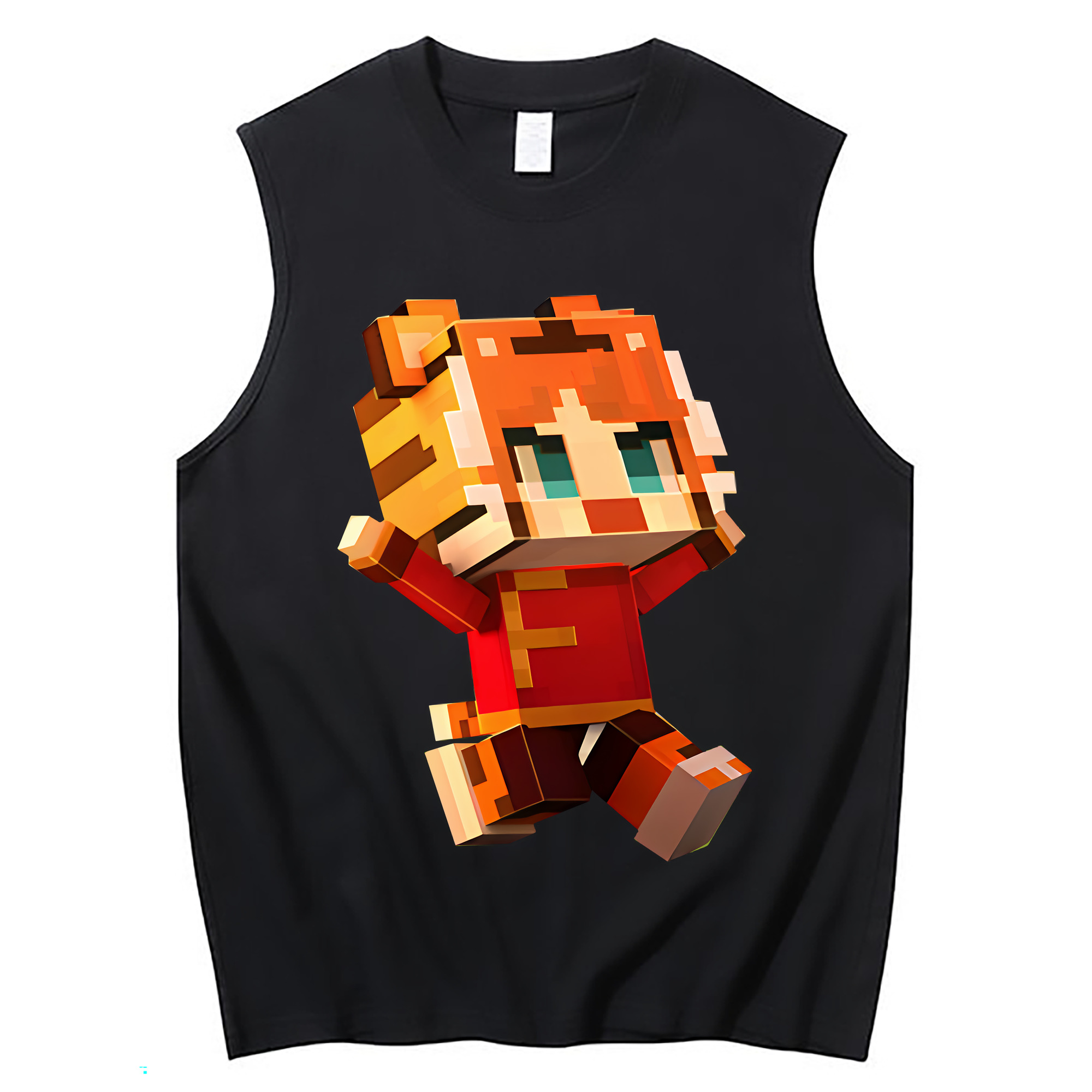 （画像用） マインクラフト ブロックの世界 Minecraft MC Block world コットン100％タンクトップ（フロントプリント）