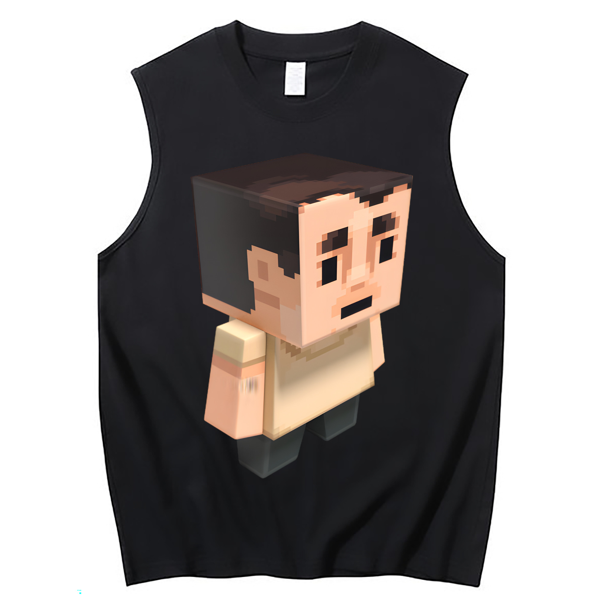 （画像用） マインクラフト ブロックの世界 Minecraft MC Block world コットン100％タンクトップ（フロントプリント）