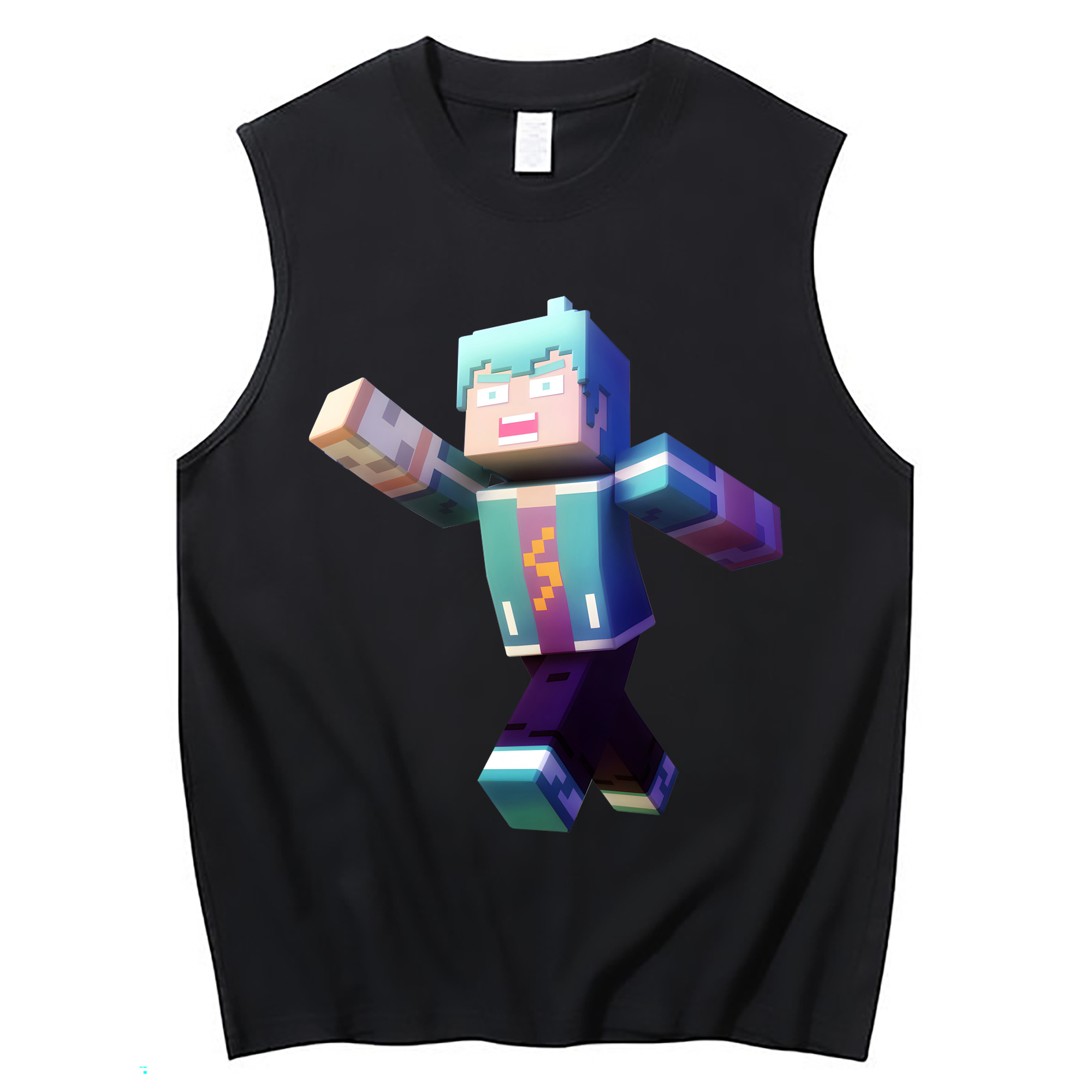 （画像用） マインクラフト ブロックの世界 Minecraft MC Block world コットン100％タンクトップ（フロントプリント）