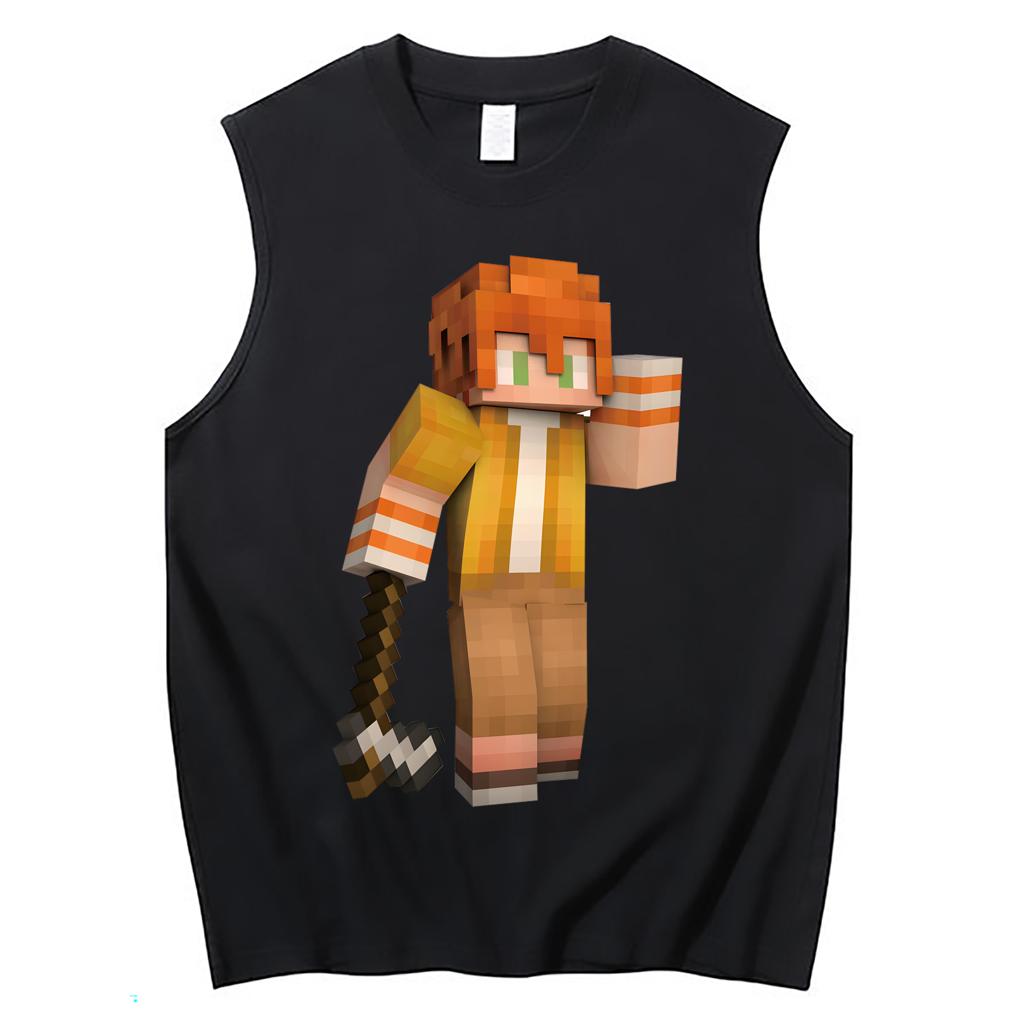 （画像用） マインクラフト ブロックの世界 Minecraft MC Block world コットン100％タンクトップ（フロントプリント）