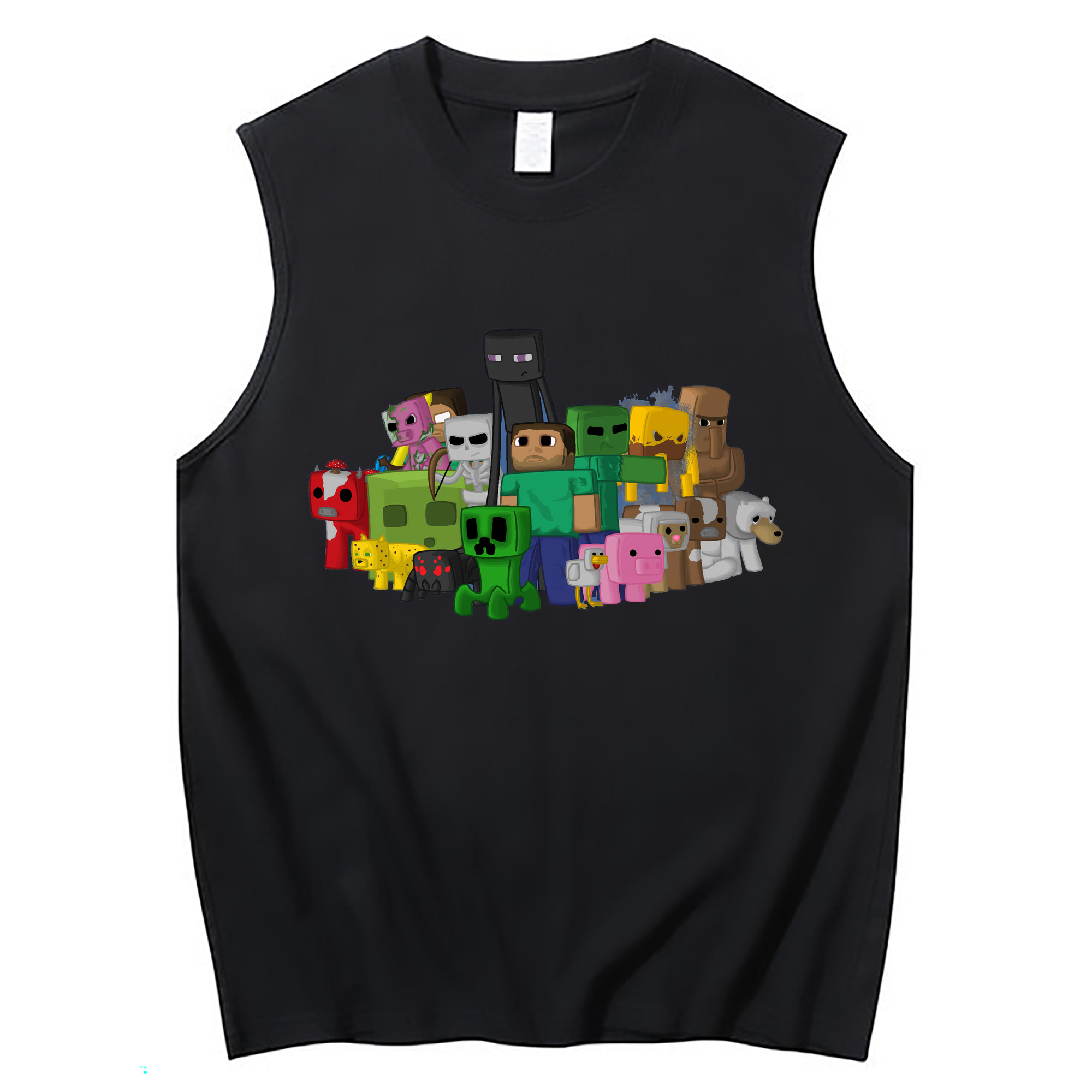 （画像用） マインクラフト ブロックの世界 Minecraft MC Block world コットン100％タンクトップ（フロントプリント）