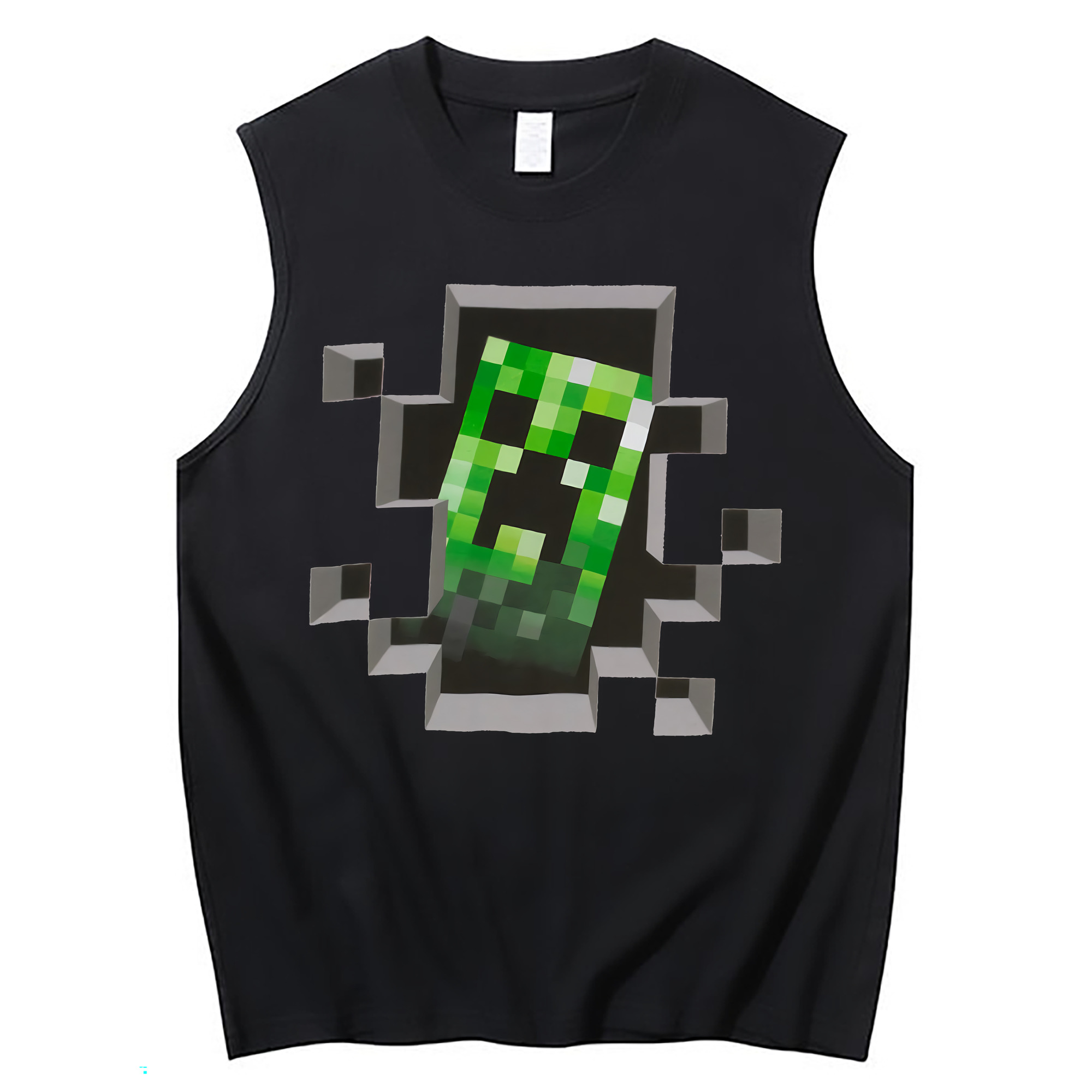 （画像用） マインクラフト ブロックの世界 Minecraft MC Block world コットン100％タンクトップ（フロントプリント）