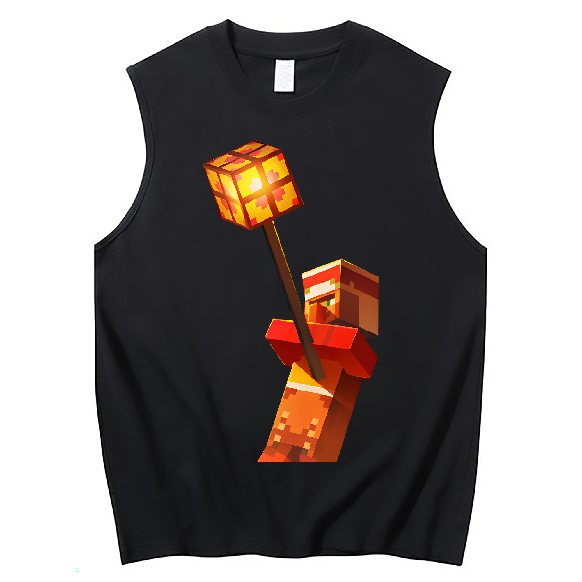 （画像用） マインクラフト ブロックの世界 Minecraft MC Block world コットン100％タンクトップ（フロントプリント）