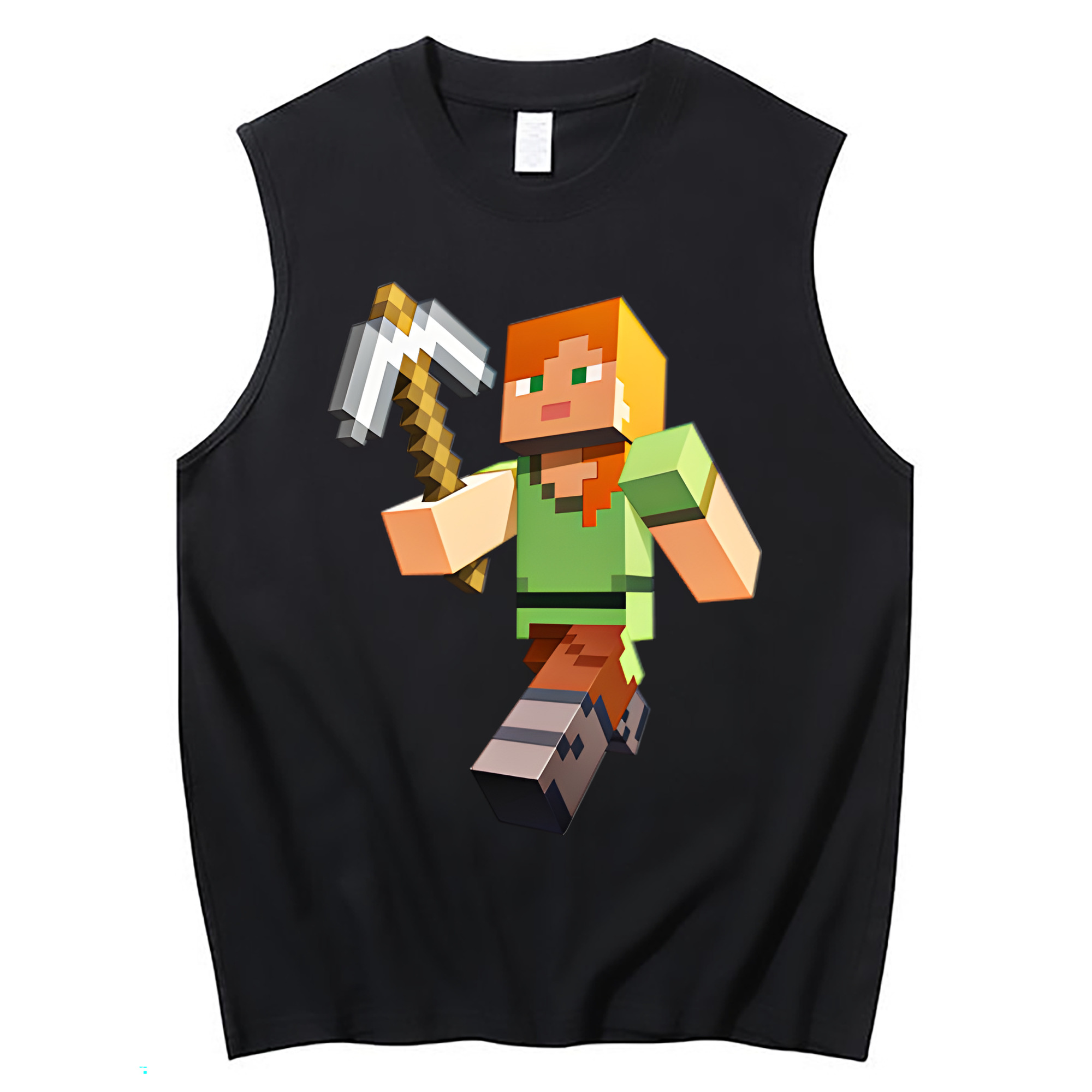 （画像用） マインクラフト ブロックの世界 Minecraft MC Block world コットン100％タンクトップ（フロントプリント）