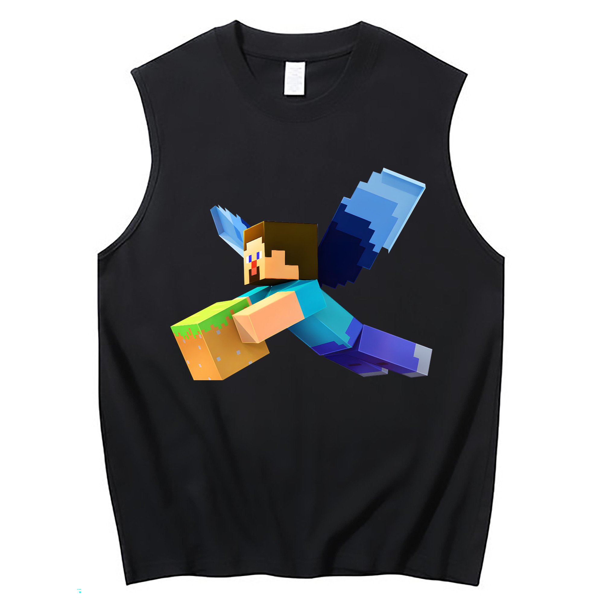 （画像用） マインクラフト ブロックの世界 Minecraft MC Block world コットン100％タンクトップ（フロントプリント）