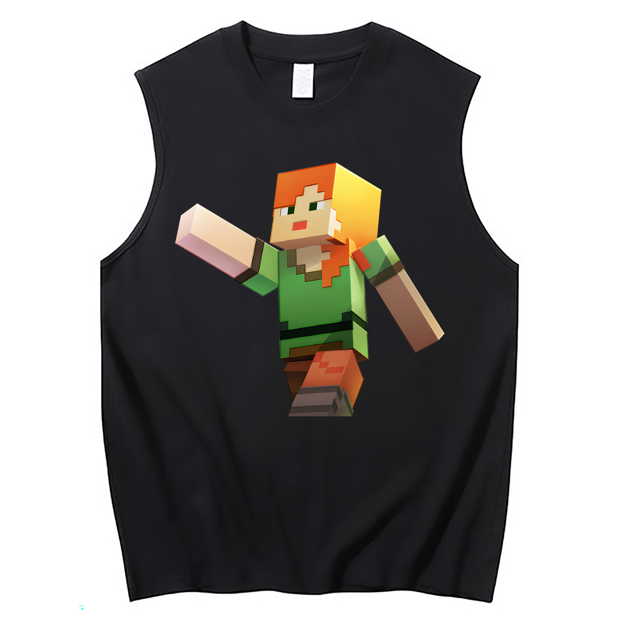 （画像用） マインクラフト ブロックの世界 Minecraft MC Block world コットン100％タンクトップ（フロントプリント）