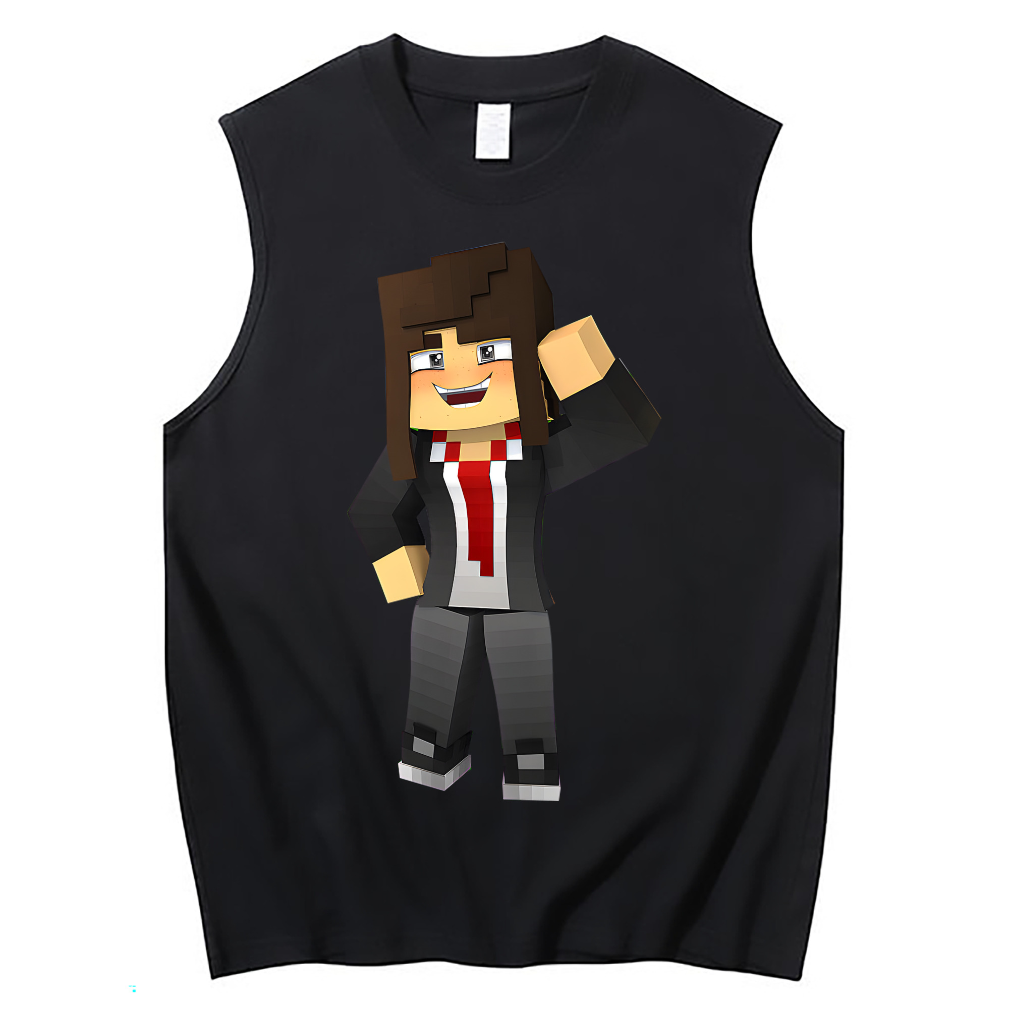 （画像用） マインクラフト ブロックの世界 Minecraft MC Block world コットン100％タンクトップ（フロントプリント）