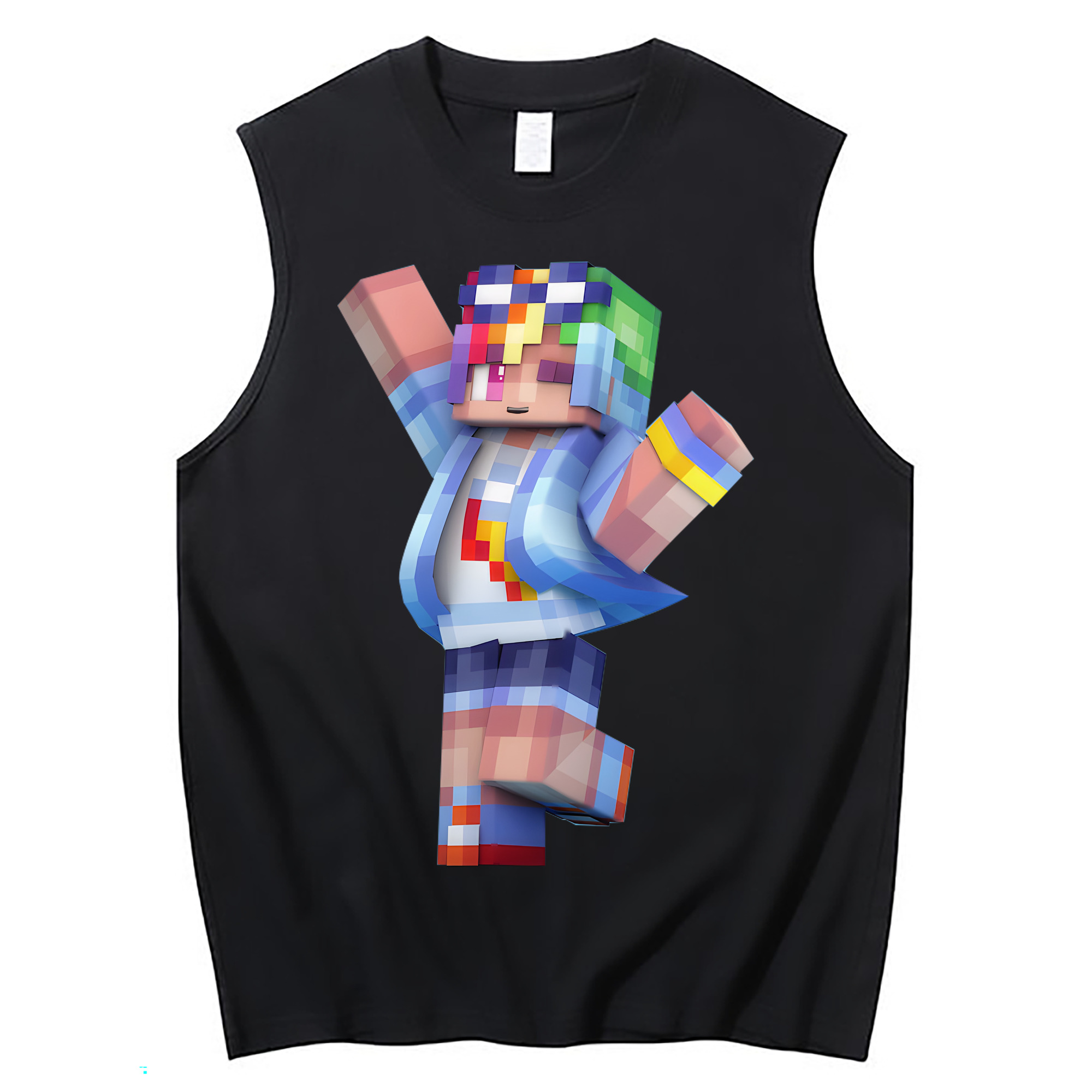 （画像用） マインクラフト ブロックの世界 Minecraft MC Block world コットン100％タンクトップ（フロントプリント）