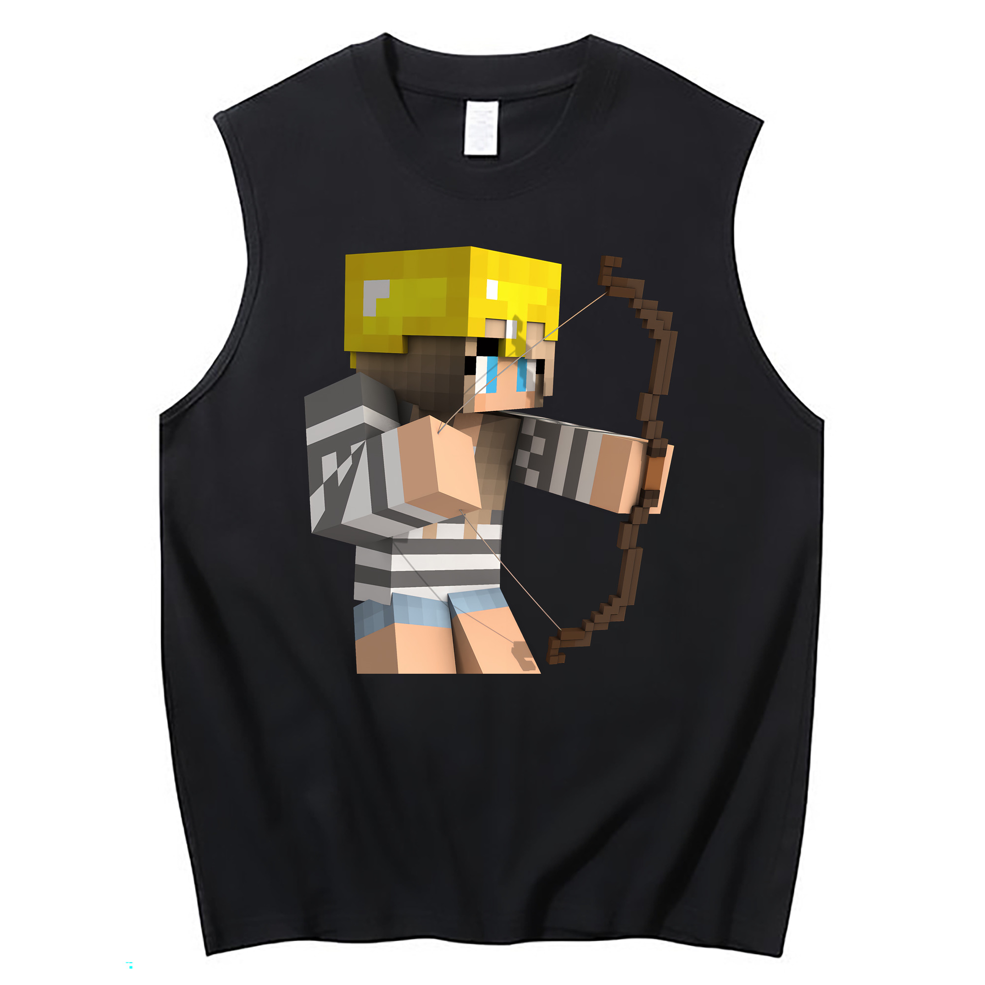 （画像用） マインクラフト ブロックの世界 Minecraft MC Block world コットン100％タンクトップ（フロントプリント）