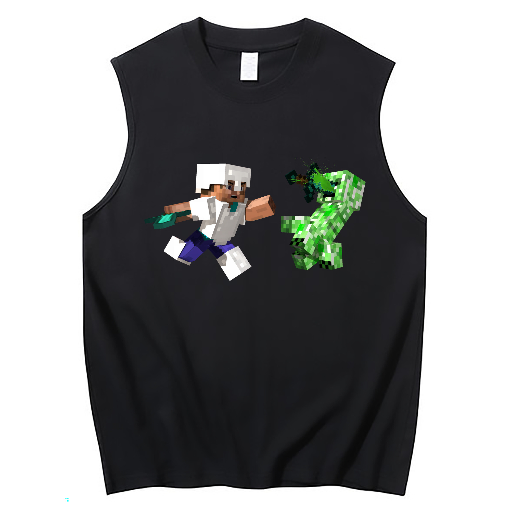 （画像用） マインクラフト ブロックの世界 Minecraft MC Block world コットン100％タンクトップ（フロントプリント）
