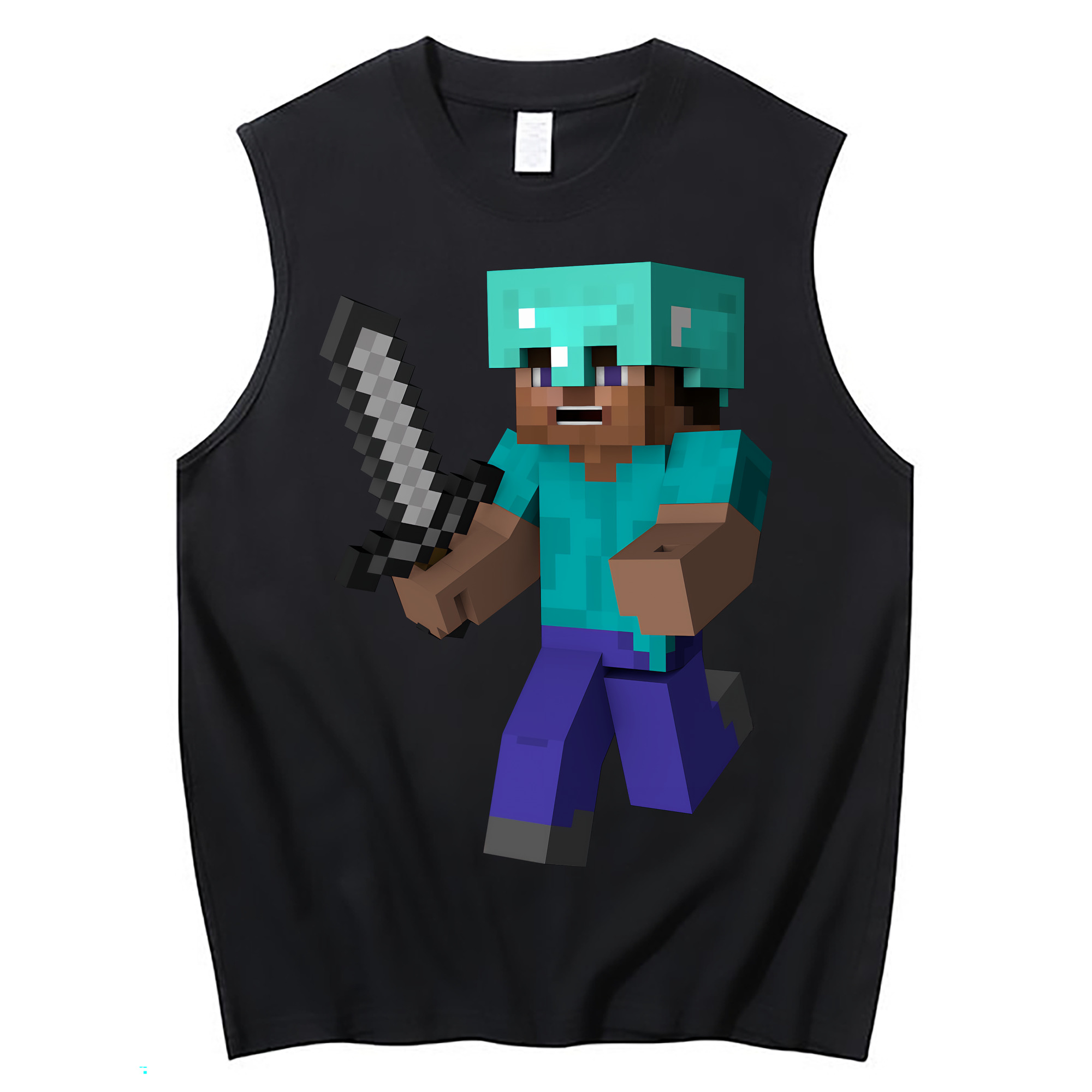 （画像用） マインクラフト ブロックの世界 Minecraft MC Block world コットン100％タンクトップ（フロントプリント）