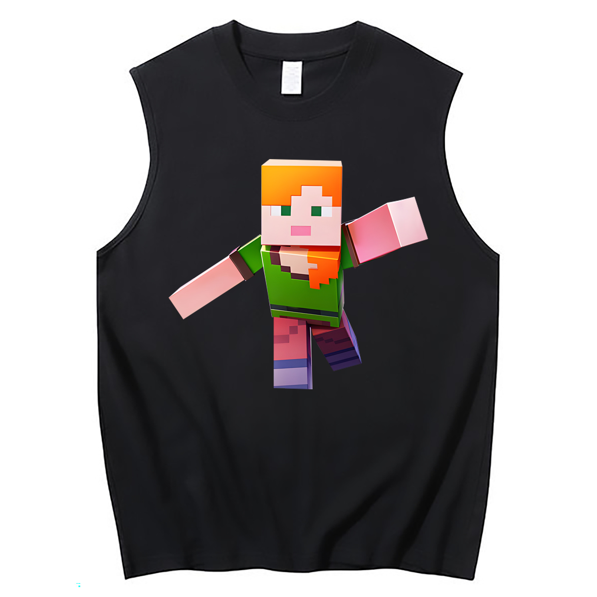 （画像用） マインクラフト ブロックの世界 Minecraft MC Block world コットン100％タンクトップ（フロントプリント）