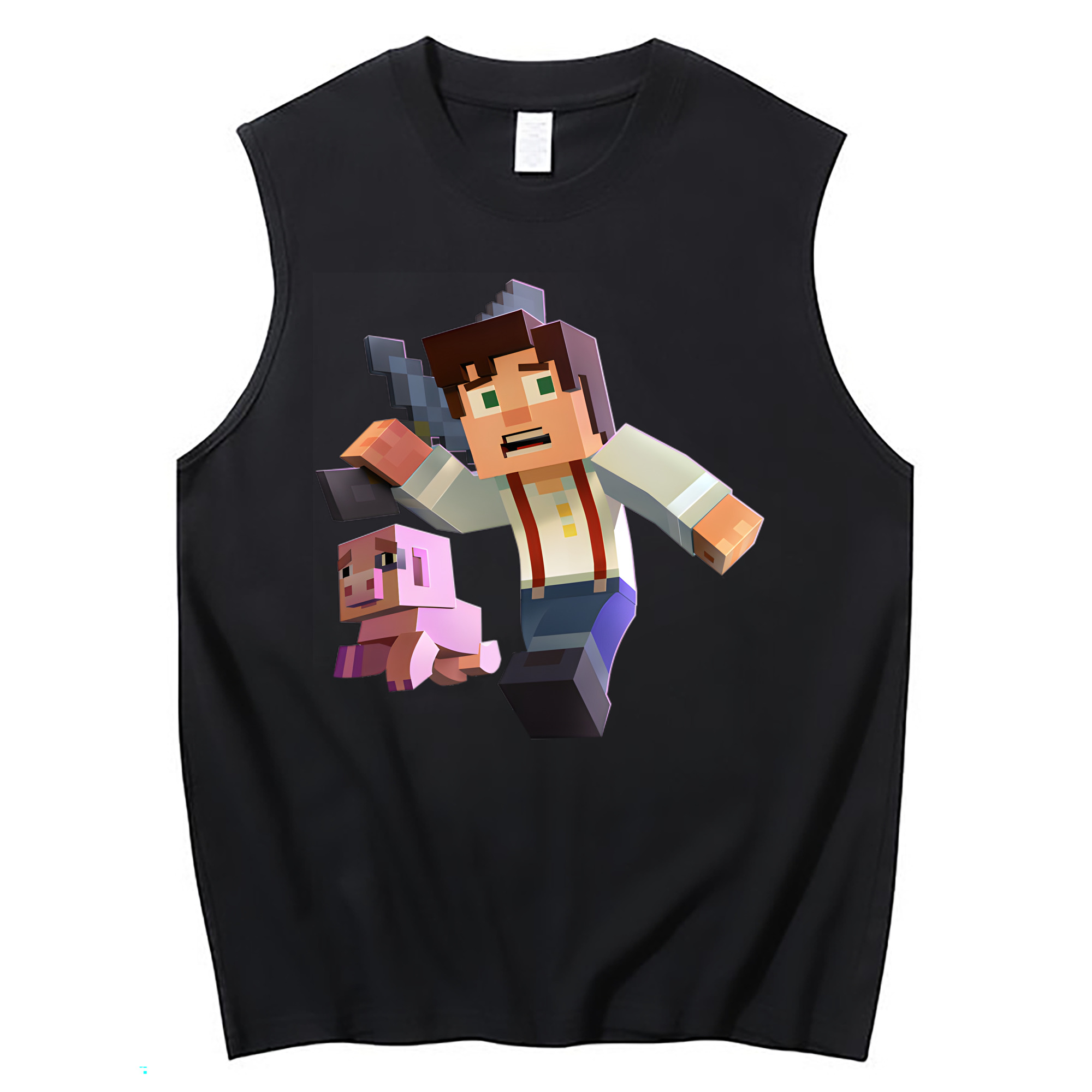 （画像用） マインクラフト ブロックの世界 Minecraft MC Block world コットン100％タンクトップ（フロントプリント）