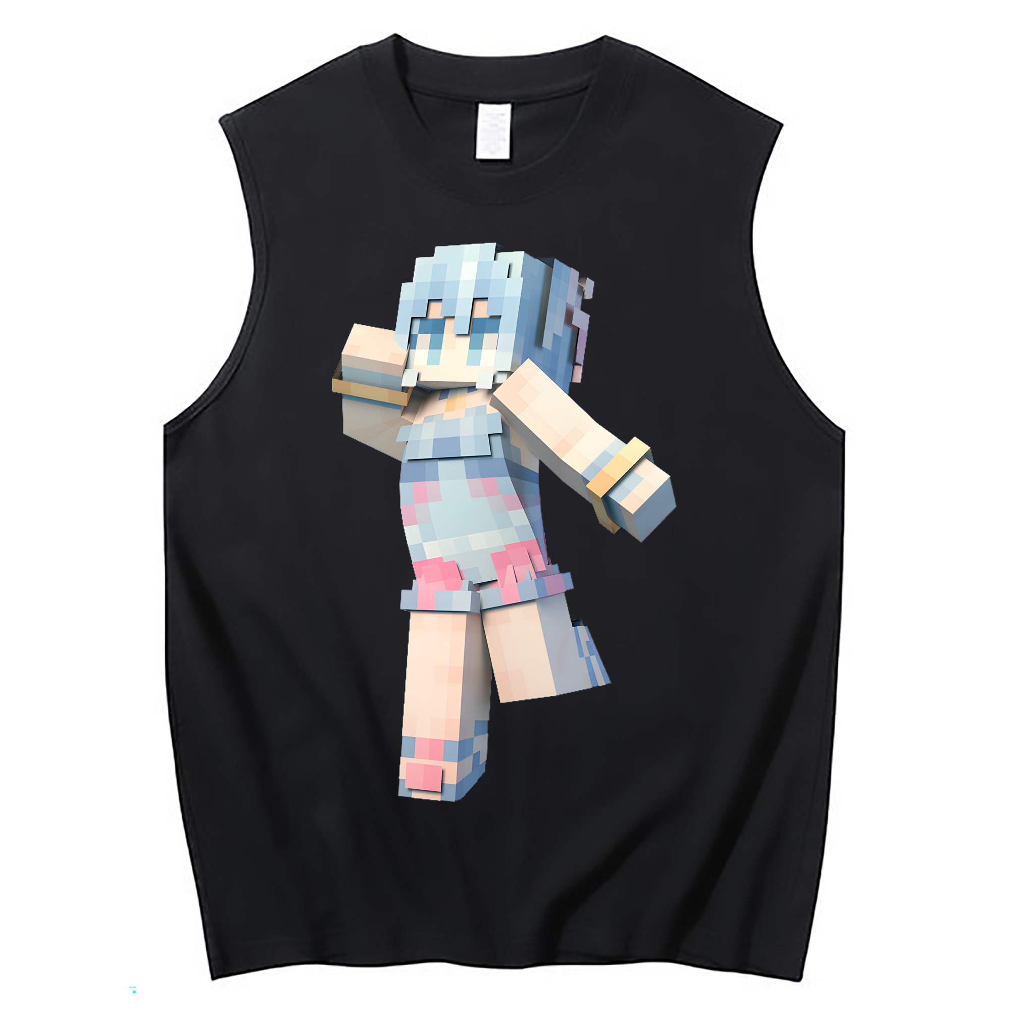 （画像用） マインクラフト ブロックの世界 Minecraft MC Block world コットン100％タンクトップ（フロントプリント）