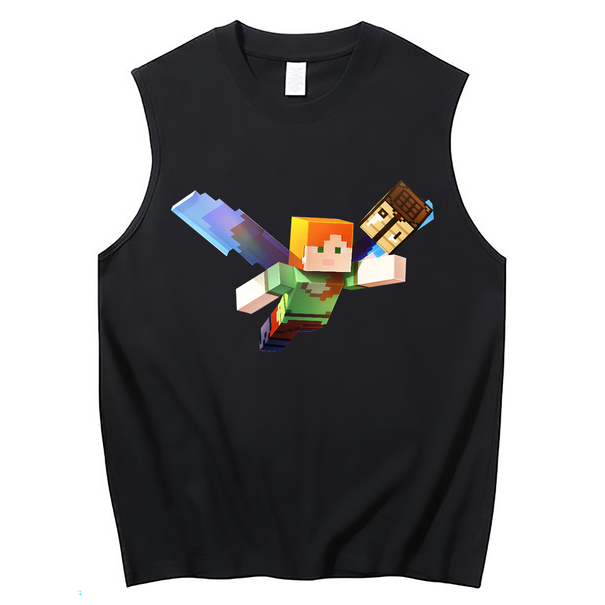 （画像用） マインクラフト ブロックの世界 Minecraft MC Block world コットン100％タンクトップ（フロントプリント）