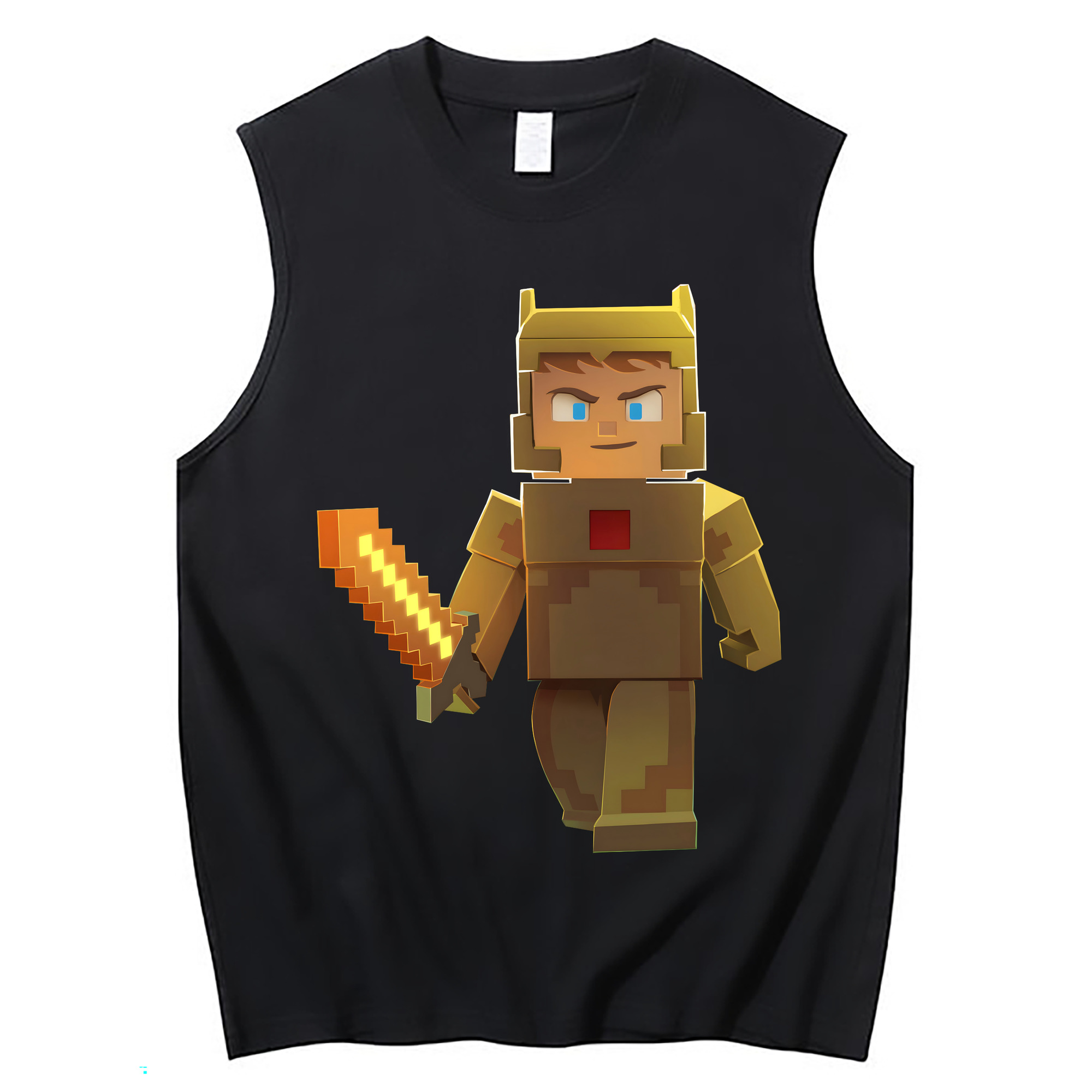 （画像用） マインクラフト ブロックの世界 Minecraft MC Block world コットン100％タンクトップ（フロントプリント）