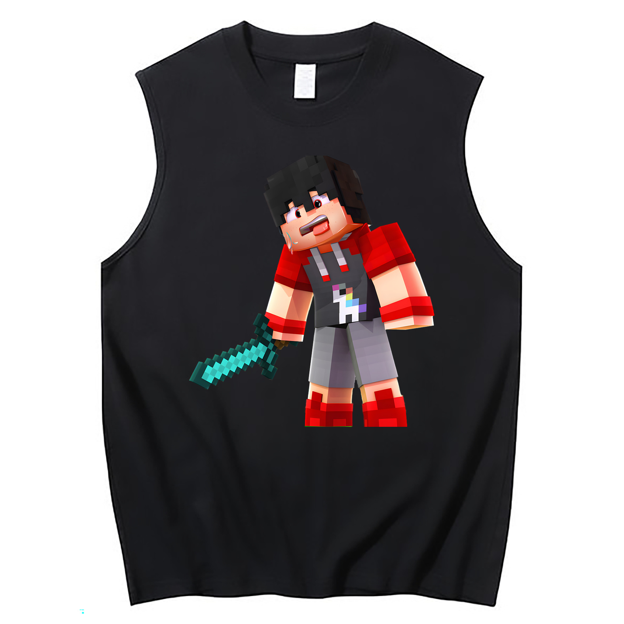 （画像用） マインクラフト ブロックの世界 Minecraft MC Block world コットン100％タンクトップ（フロントプリント）