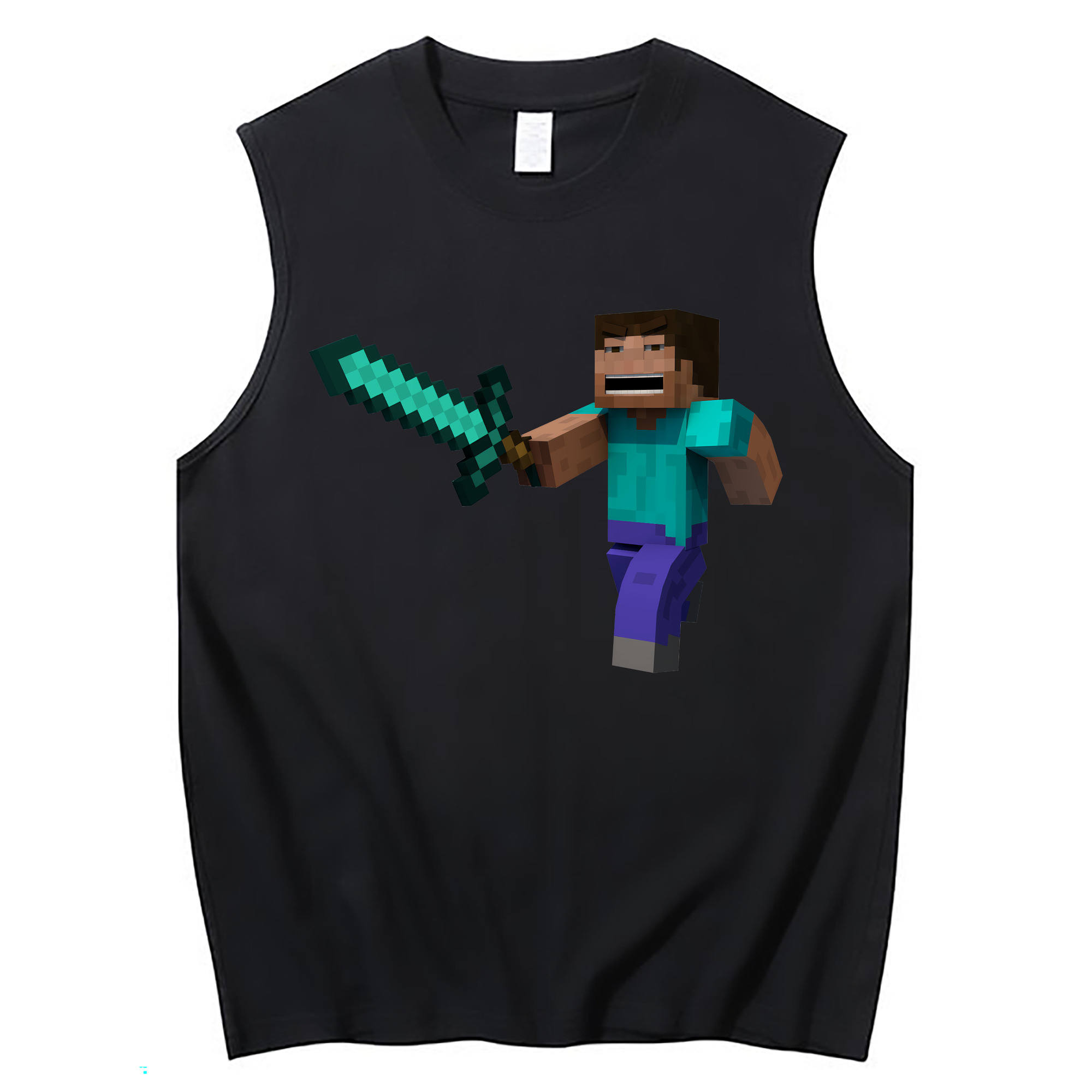 （画像用） マインクラフト ブロックの世界 Minecraft MC Block world コットン100％タンクトップ（フロントプリント）