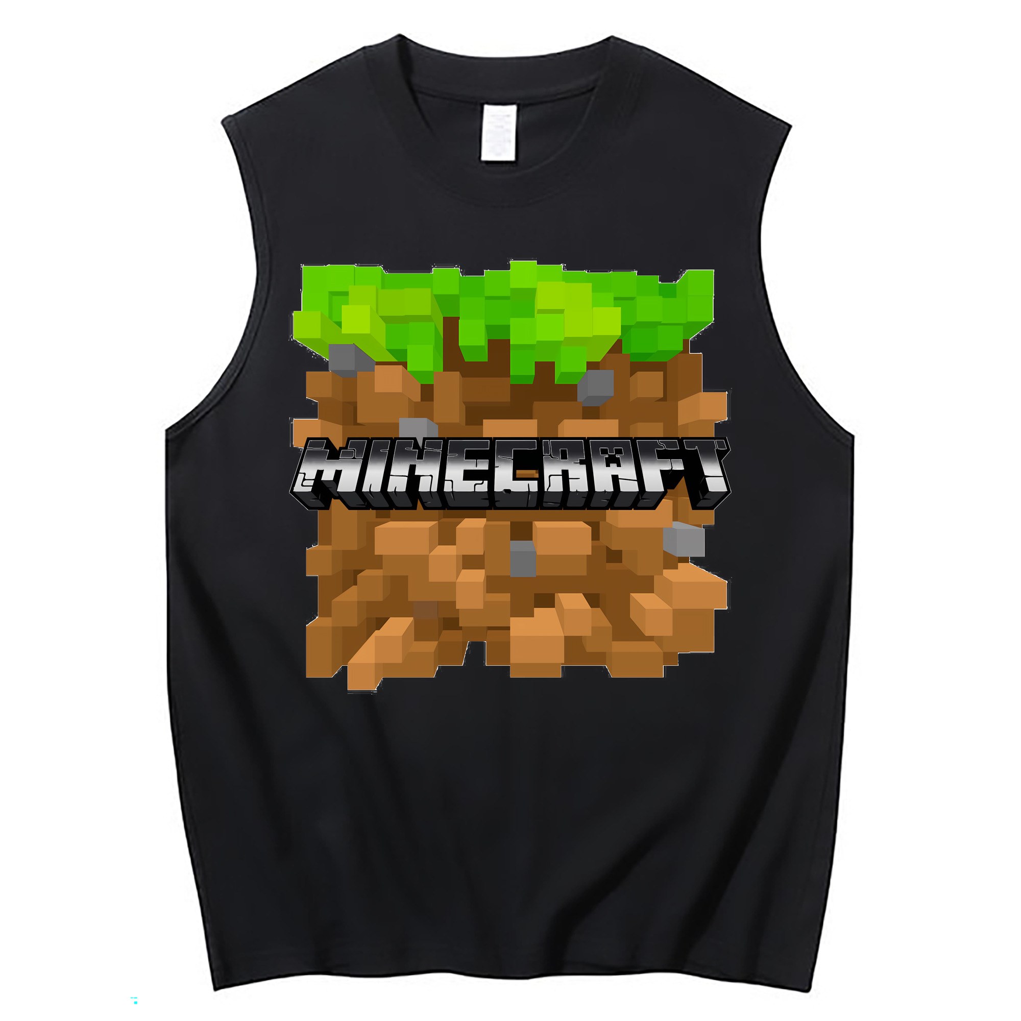 （画像用） マインクラフト ブロックの世界 Minecraft MC Block world コットン100％タンクトップ（フロントプリント）