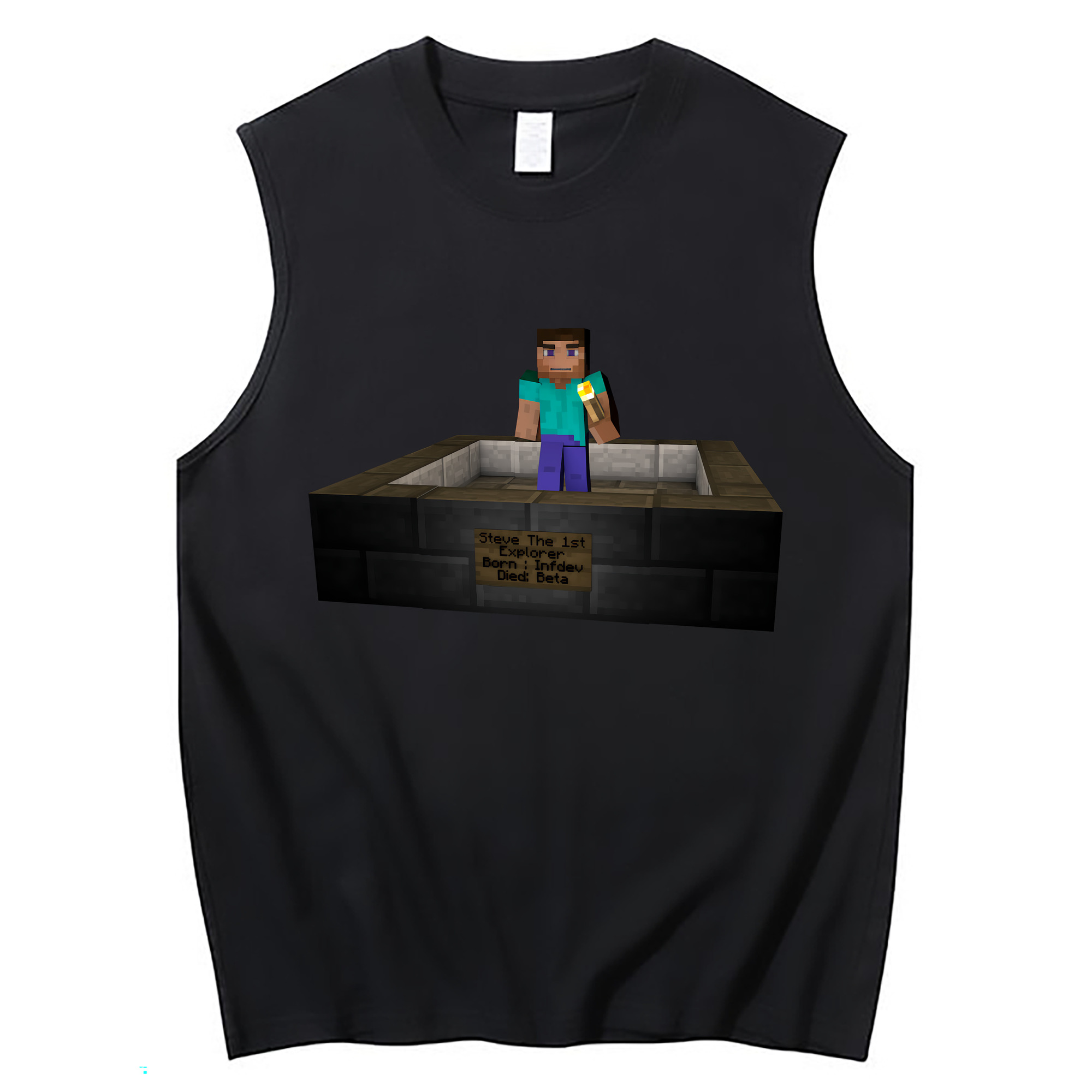 （画像用） マインクラフト ブロックの世界 Minecraft MC Block world コットン100％タンクトップ（フロントプリント）
