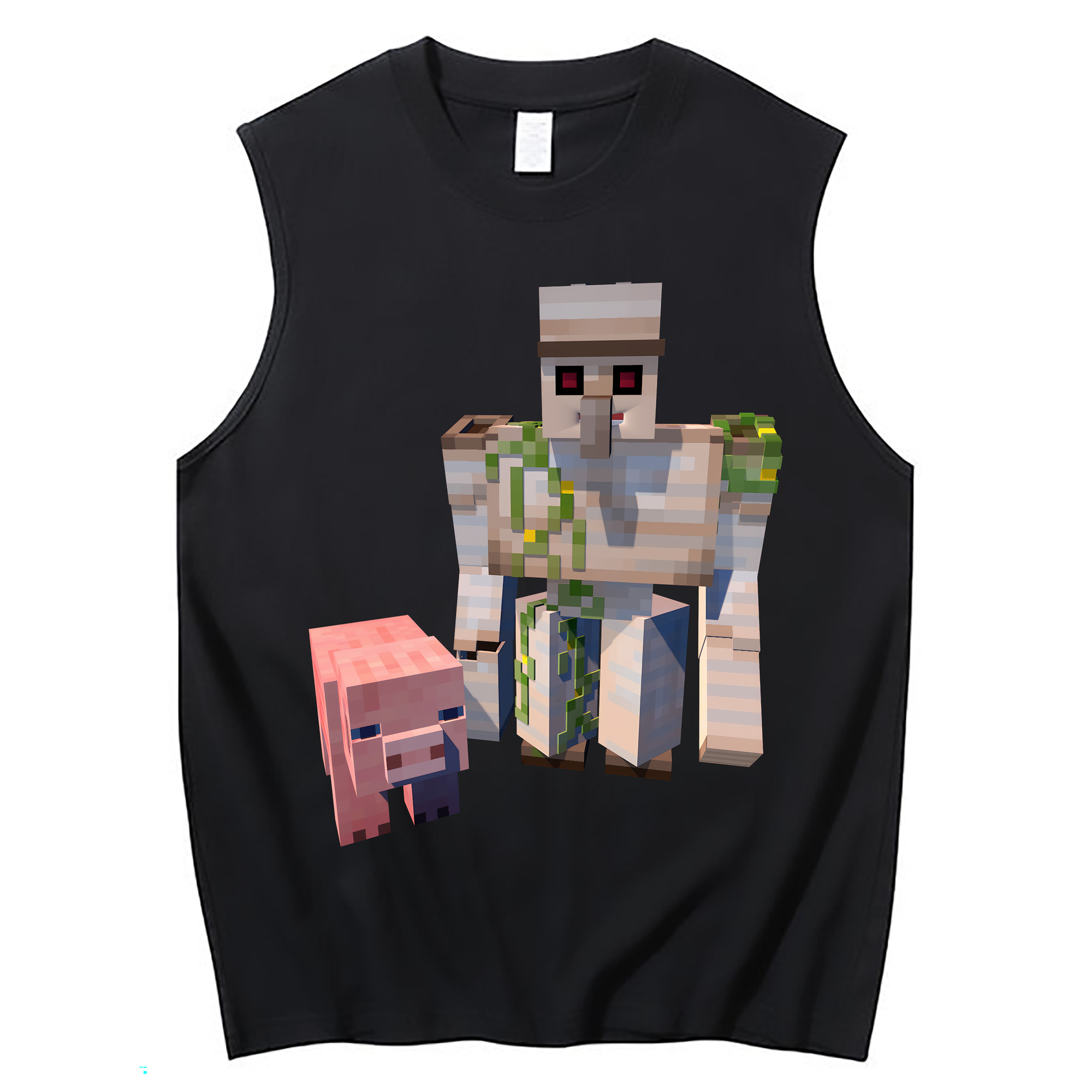 （画像用） マインクラフト ブロックの世界 Minecraft MC Block world コットン100％タンクトップ（フロントプリント）