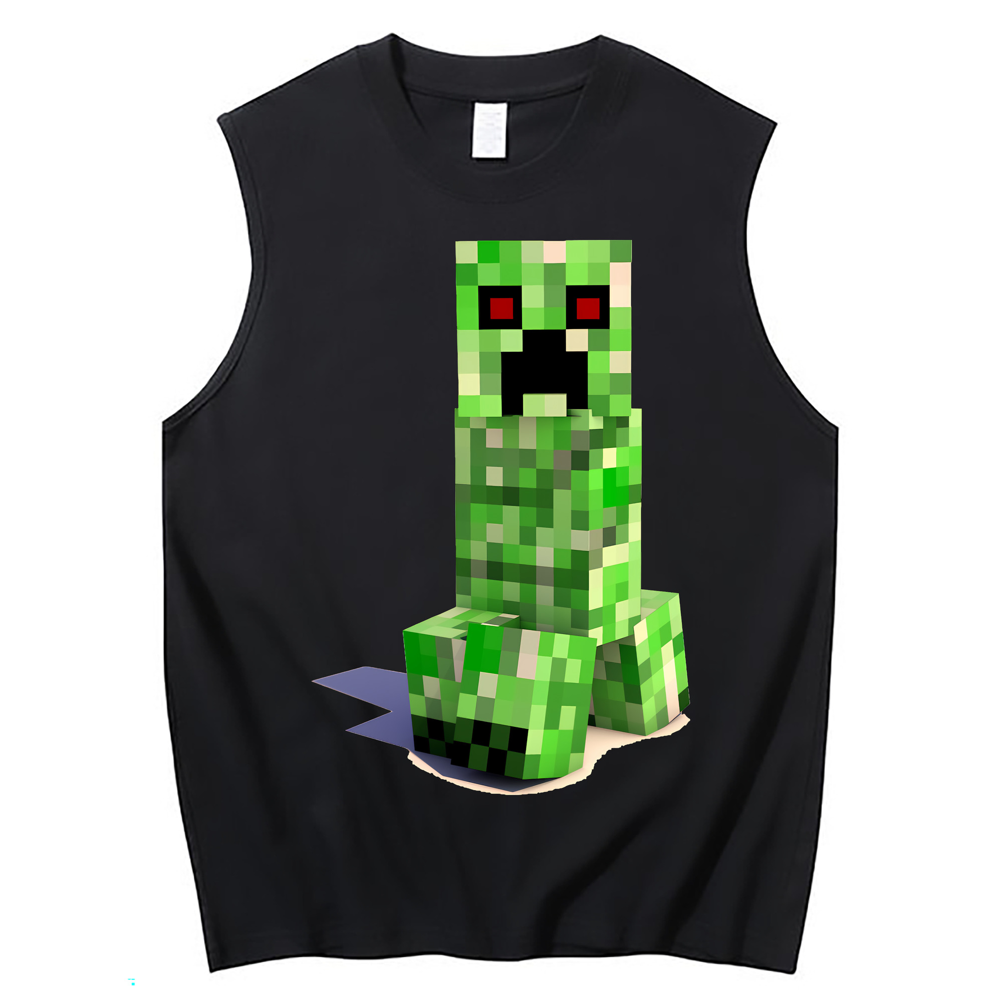 （画像用） マインクラフト ブロックの世界 Minecraft MC Block world コットン100％タンクトップ（フロントプリント）