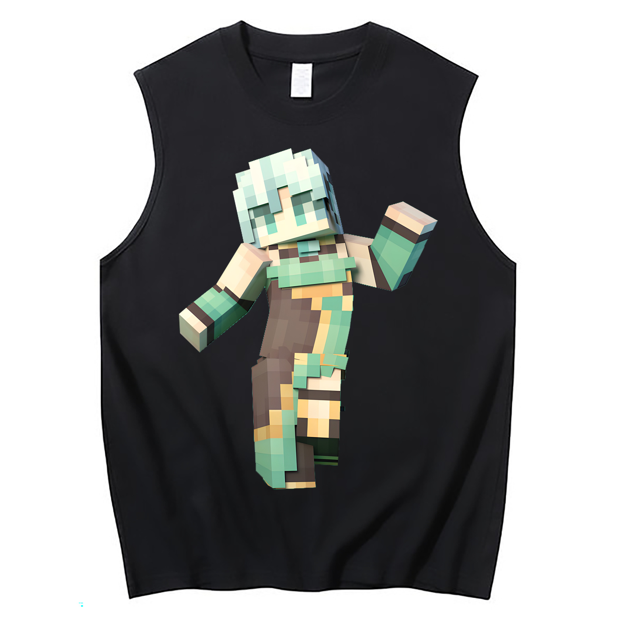 （画像用） マインクラフト ブロックの世界 Minecraft MC Block world コットン100％タンクトップ（フロントプリント）