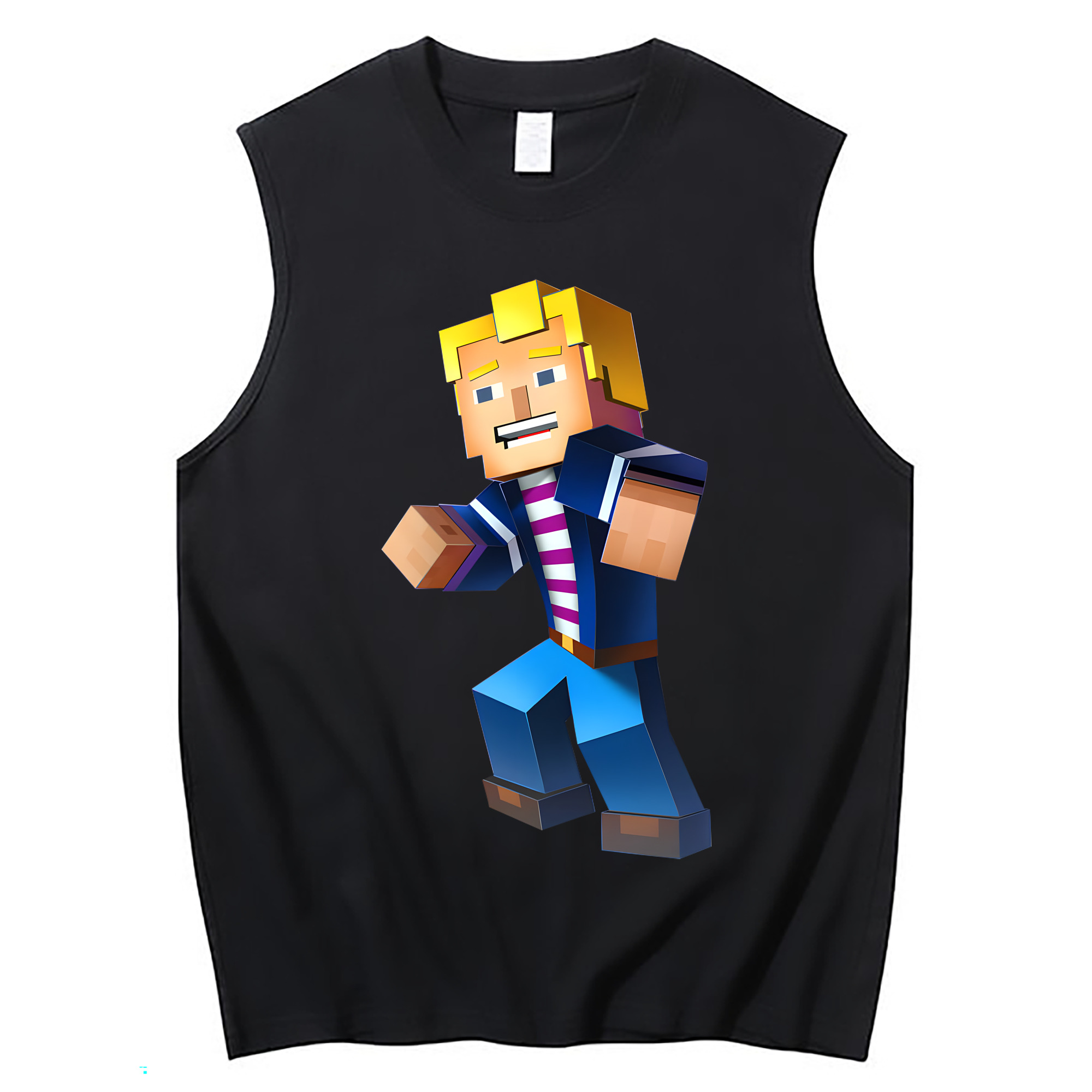 （画像用） マインクラフト ブロックの世界 Minecraft MC Block world コットン100％タンクトップ（フロントプリント）
