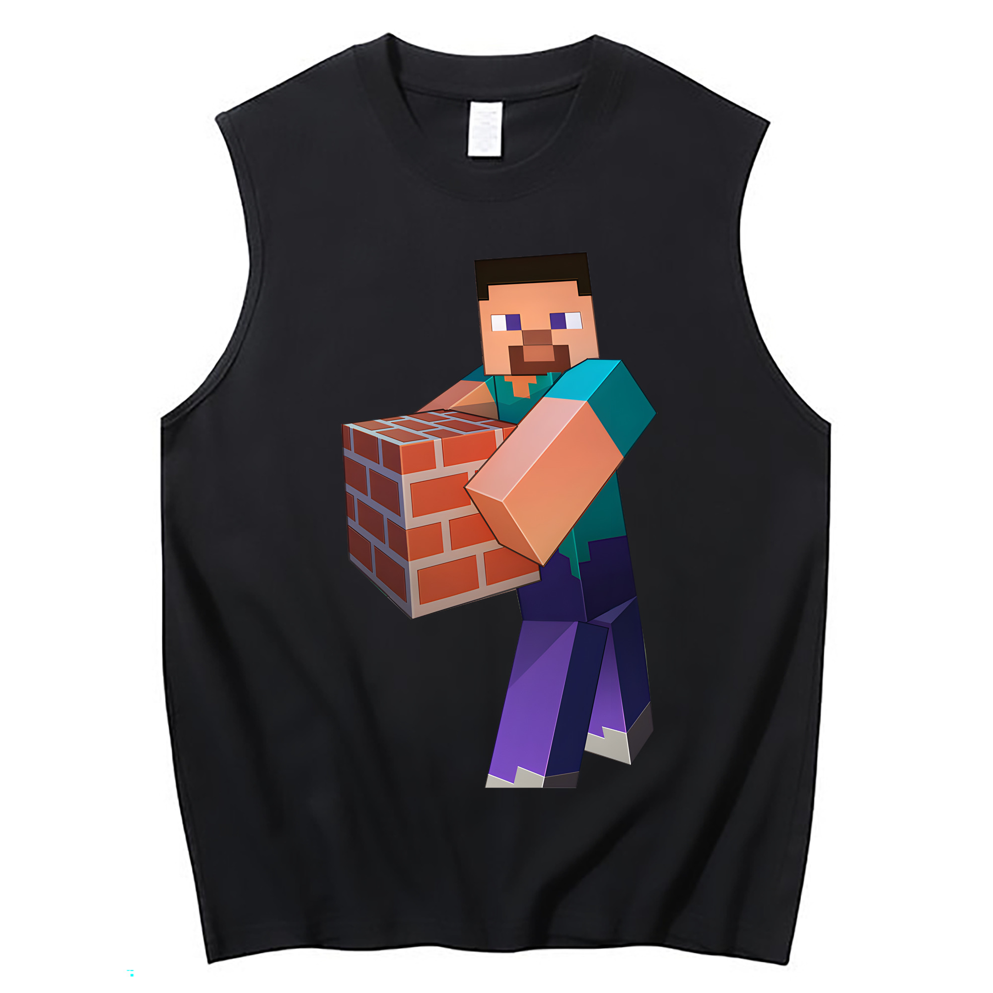 （画像用） マインクラフト ブロックの世界 Minecraft MC Block world コットン100％タンクトップ（フロントプリント）