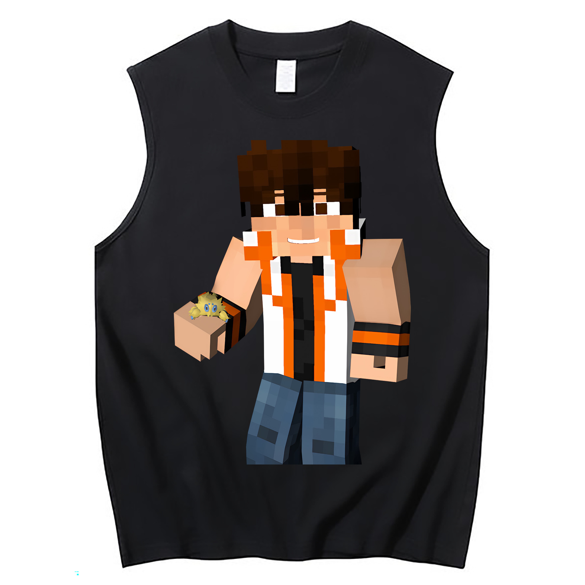 （画像用） マインクラフト ブロックの世界 Minecraft MC Block world コットン100％タンクトップ（フロントプリント）