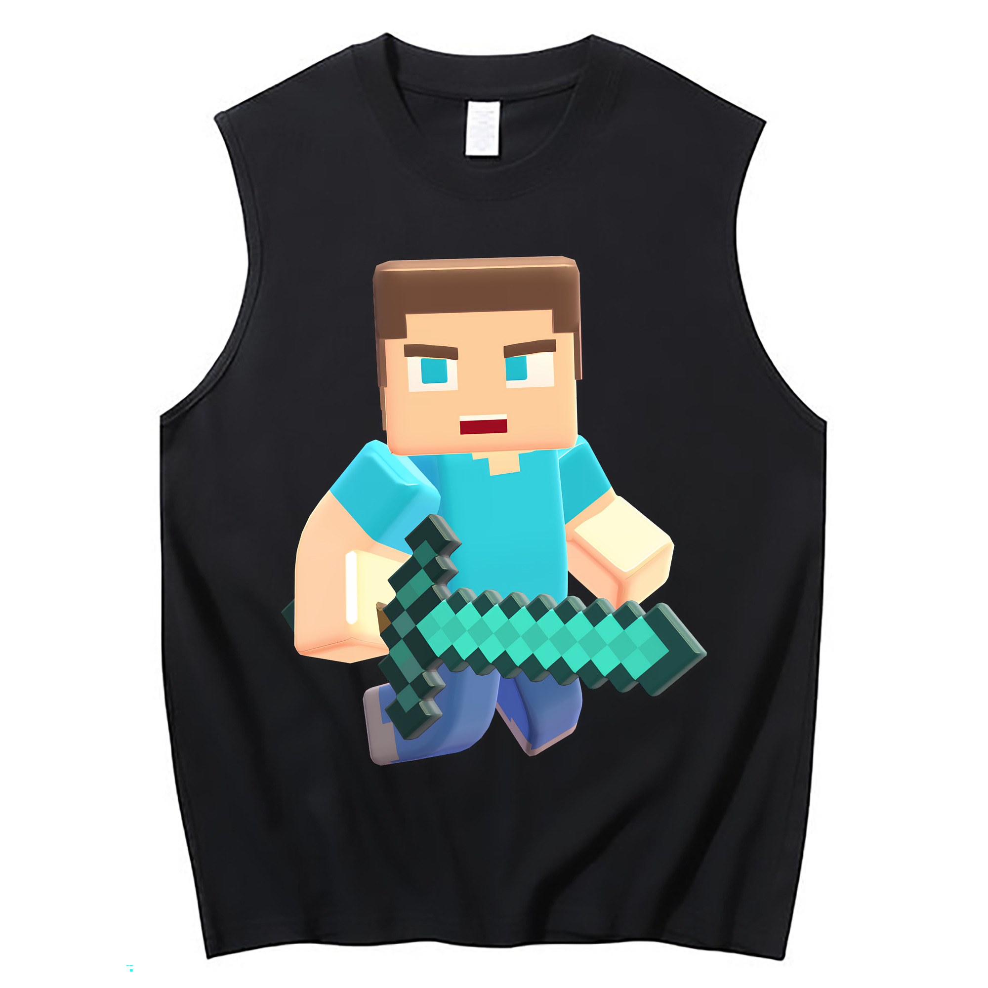 （画像用） マインクラフト ブロックの世界 Minecraft MC Block world コットン100％タンクトップ（フロントプリント）