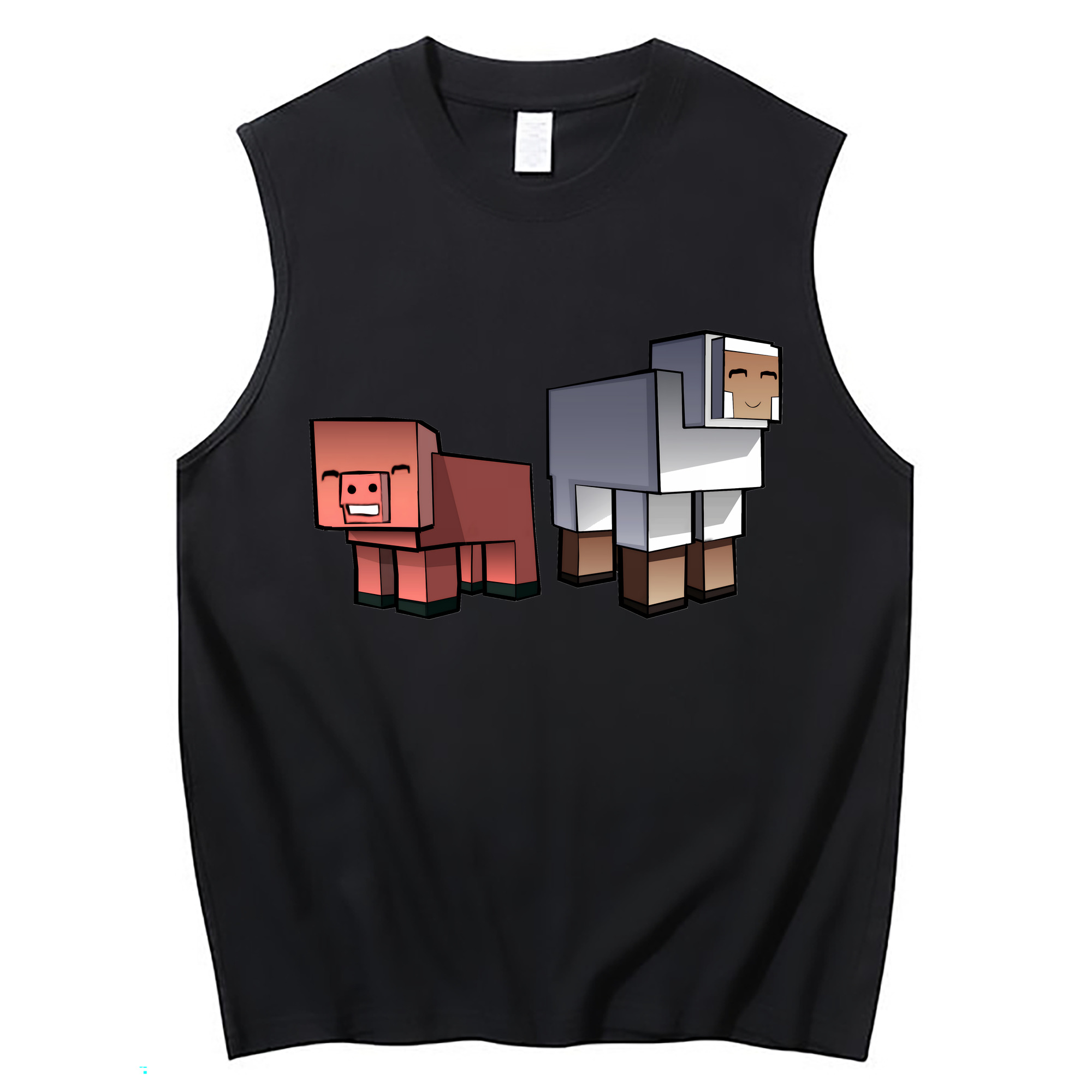 （画像用） マインクラフト ブロックの世界 Minecraft MC Block world コットン100％タンクトップ（フロントプリント）